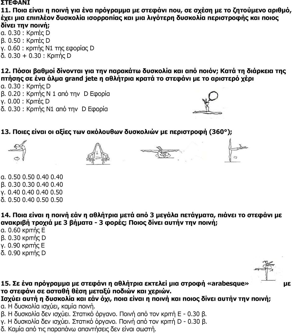 30 : Κριτές D β. 0.50 : Κριτές D γ. 0.60 : κριτής N1 της εφορίας D δ. 0.30 + 0.30 : Κριτής D 12.