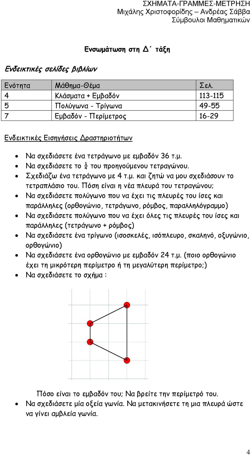 Σχεδιάζω ένα τετράγωνο με 4 τ.μ. και ζητώ να μου σχεδιάσουν το τετραπλάσιο του.