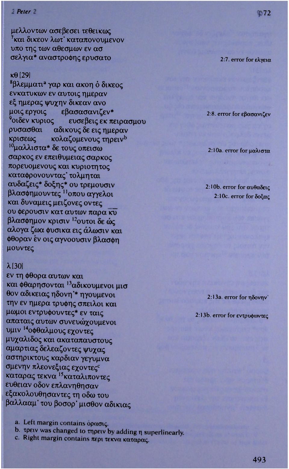 σαρκός Ι πορευομενους και κυριοτητος καταφρονουντας' τολμηται αυδαζεις* δόξης* ου τρεμουσιν βλασφημουντες 11 οπου άγγελοι και δυνάμεις μείζονες οντες ου φερουσιν κατ αυτών παρα κϋ βλασφημον κρίσιν 12