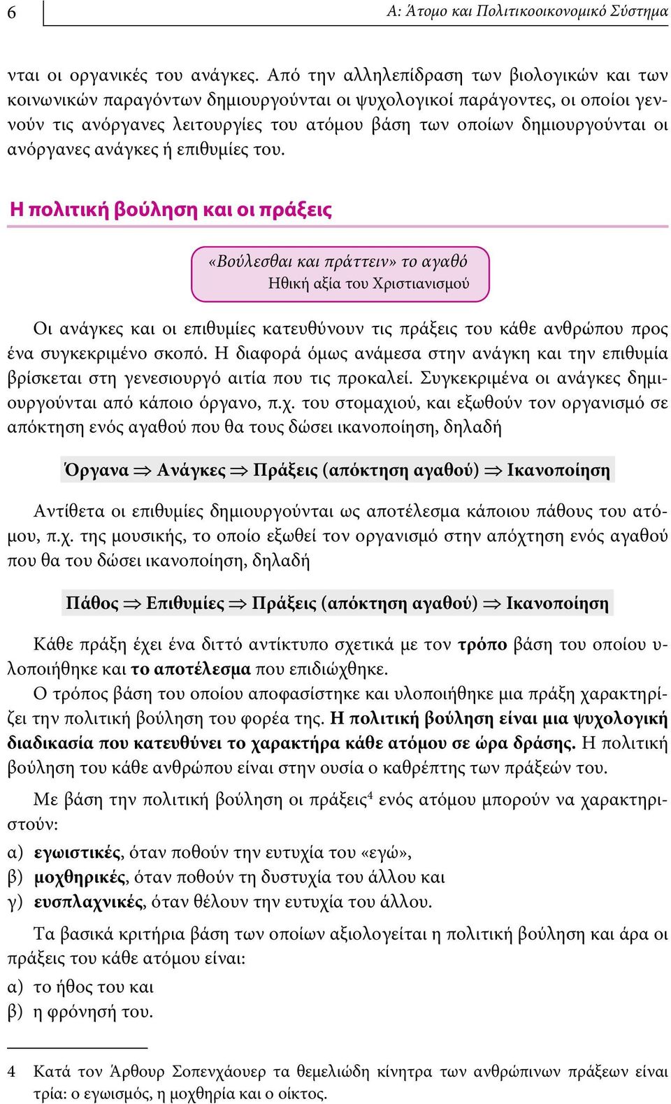 ανόργανες ανάγκες ή επιθυμίες του.