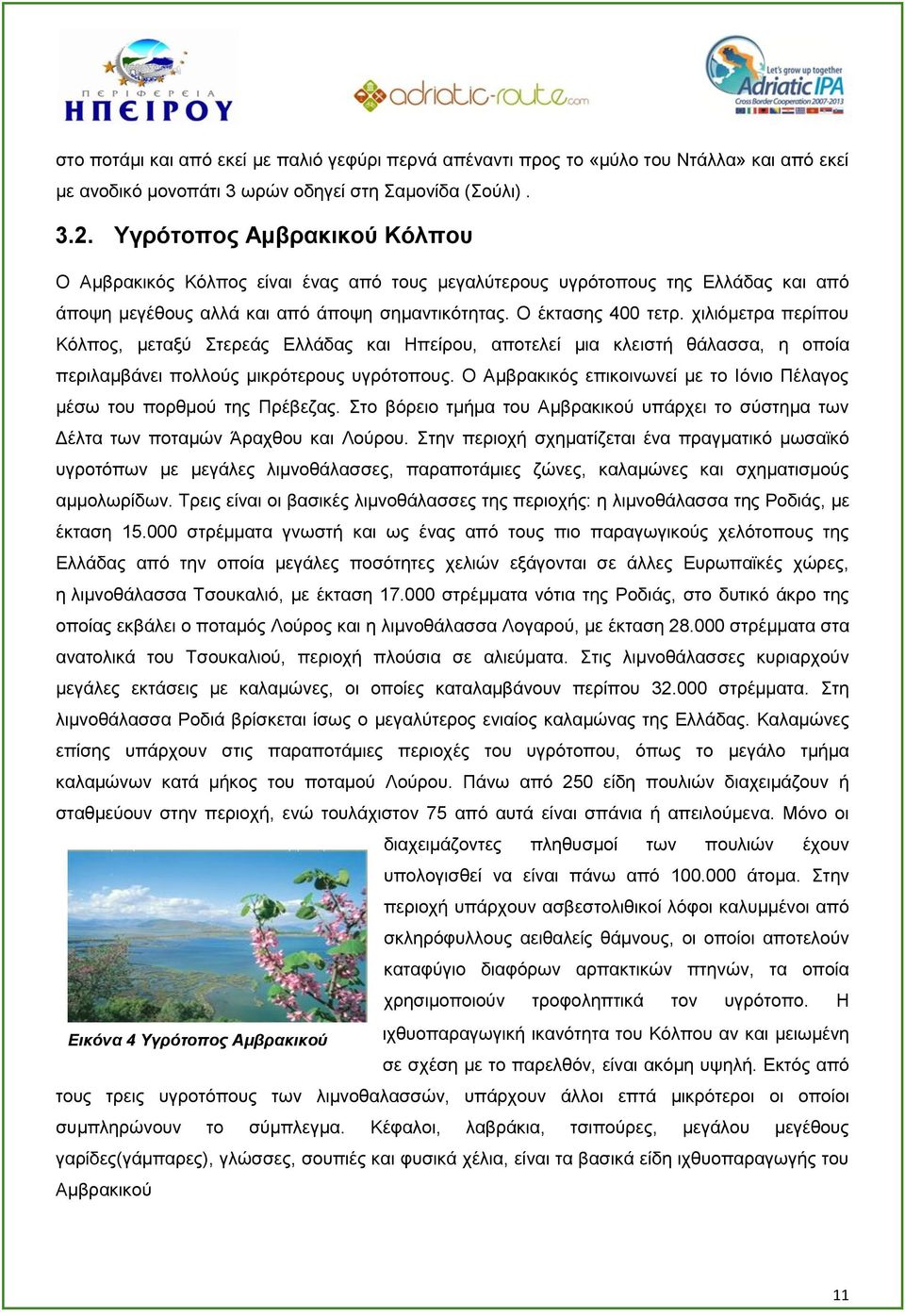 χιλιόμετρα περίπου Κόλπος, μεταξύ Στερεάς Ελλάδας και Ηπείρου, αποτελεί μια κλειστή θάλασσα, η οποία περιλαμβάνει πολλούς μικρότερους υγρότοπους.