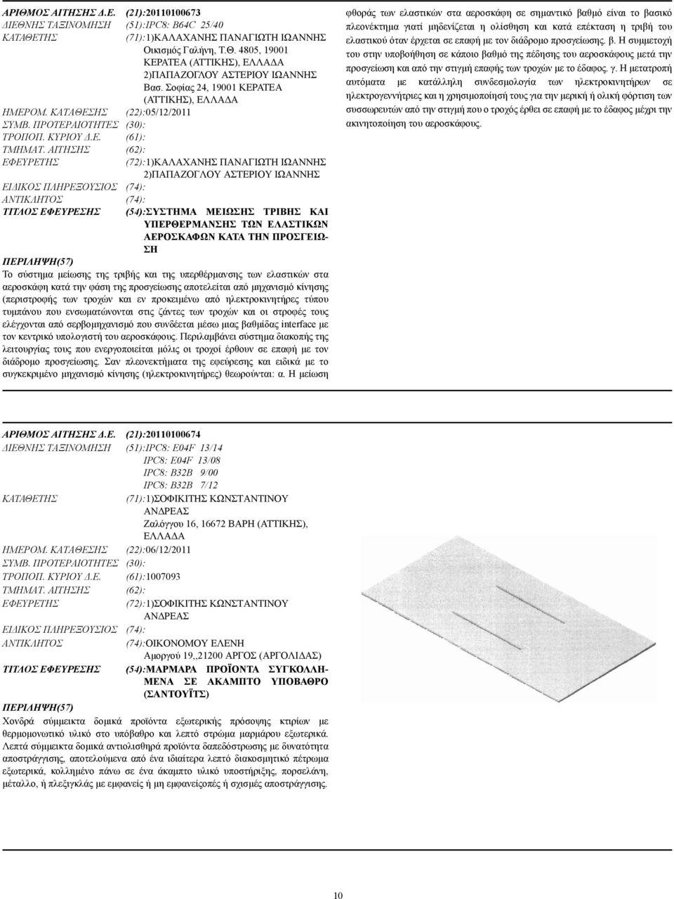 ΑΙΤΗΣΗΣ (62): (72):1)ΚΑΛΑΧΑΝΗΣ ΠΑΝΑΓΙΩΤΗ ΙΩΑΝΝΗΣ 2)ΠΑΠΑΖΟΓΛΟΥ ΑΣΤΕΡΙΟΥ ΙΩΑΝΝΗΣ ΕΙ ΙΚΟΣ ΠΛΗΡΕΞΟΥΣΙΟΣ (74): (74): ΤΙΤΛΟΣ ΕΦΕΥΡΕΣΗΣ (54):ΣΥΣΤΗΜΑ ΜΕΙΩΣΗΣ ΤΡΙΒΗΣ ΚΑΙ ΥΠΕΡΘΕΡΜΑΝΣΗΣ ΤΩΝ ΕΛΑΣΤΙΚΩΝ ΑΕΡΟΣΚΑΦΩΝ