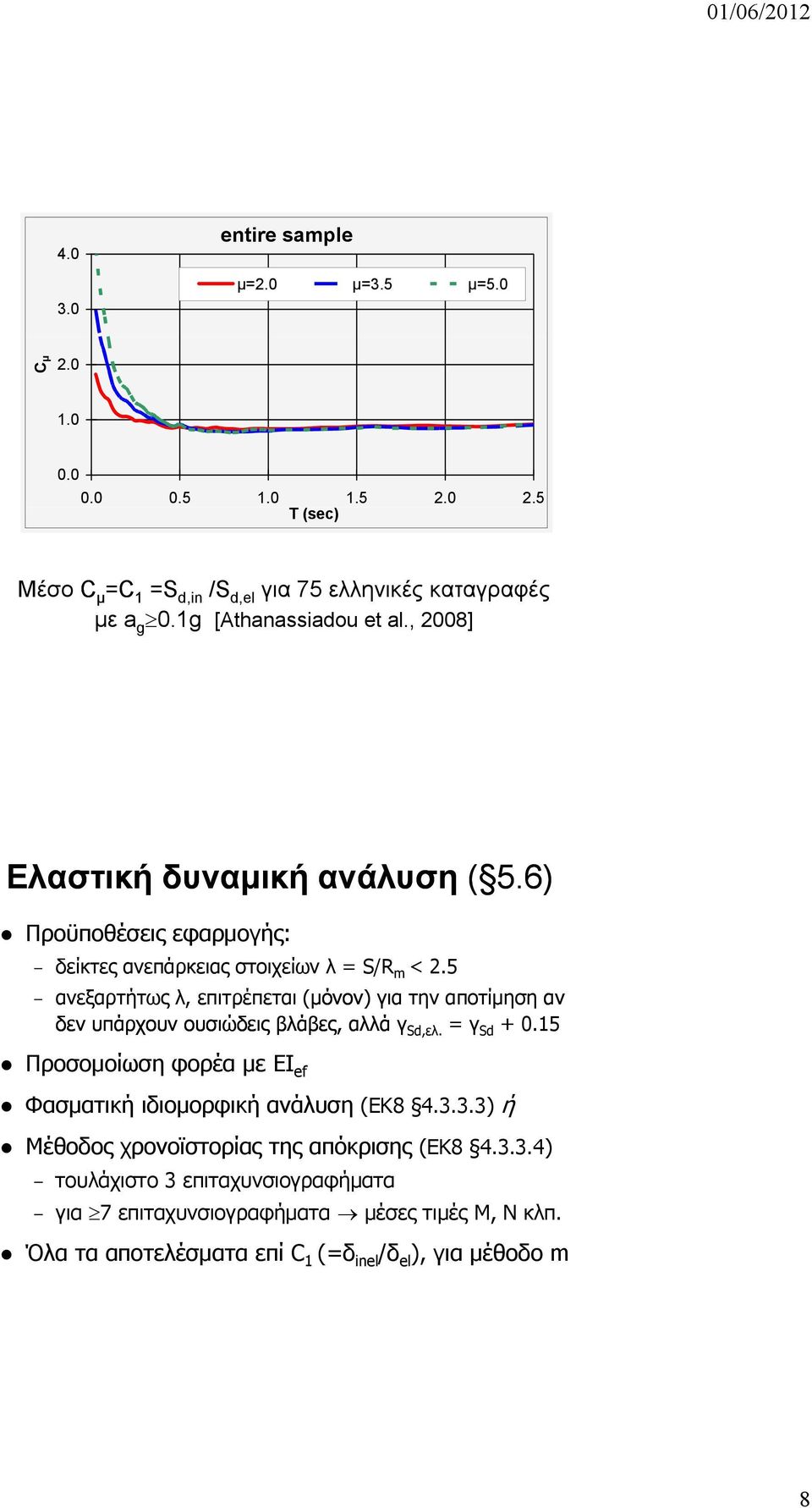 5 ανεξαρτήτως λ, επιτρέπεται (μόνον μόνον) για την αποτίμηση αν δεν υπάρχουν ουσιώδεις βλάβες, αλλά γ Sd,ελ. = γ Sd + 0.