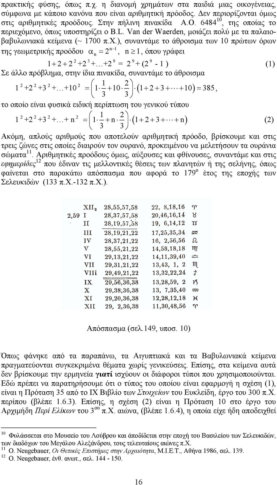 μενο, όπως υποστηρίζει ο Β.L. Va der Waerde, μοιάζει πολύ με τα παλαιοβαβυλωνιακά κείμενα (~ 7 π.χ.