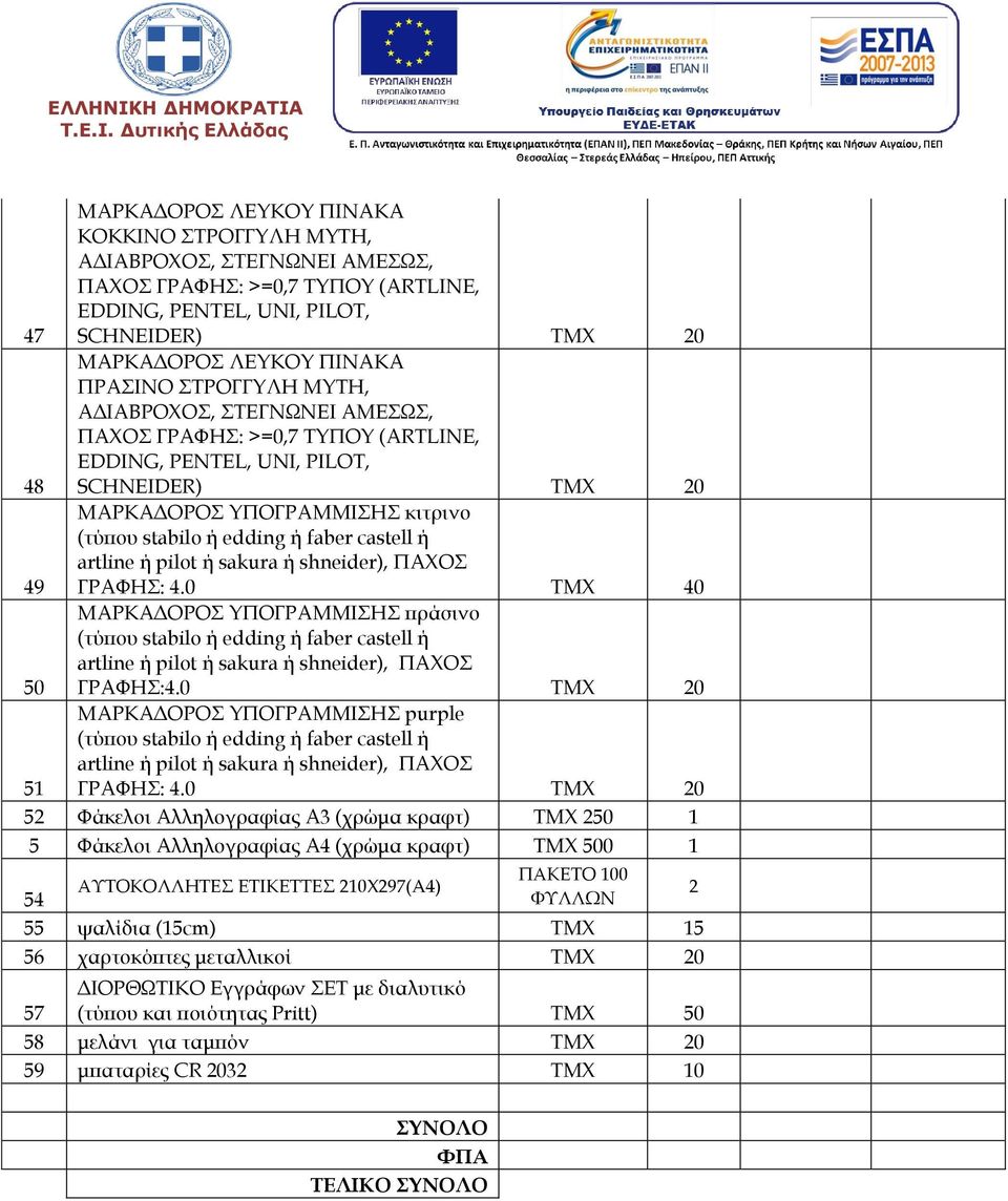 0 ΤΜΧ 40 50 ΜΑΡΚΑΔΟΡΟΣ ΥΠΟΓΡΑΜΜΙΣΗΣ πράσινο ΓΡΑΦΗΣ:4.0 ΤΜΧ 0 51 ΜΑΡΚΑΔΟΡΟΣ ΥΠΟΓΡΑΜΜΙΣΗΣ purple ΓΡΑΦΗΣ: 4.