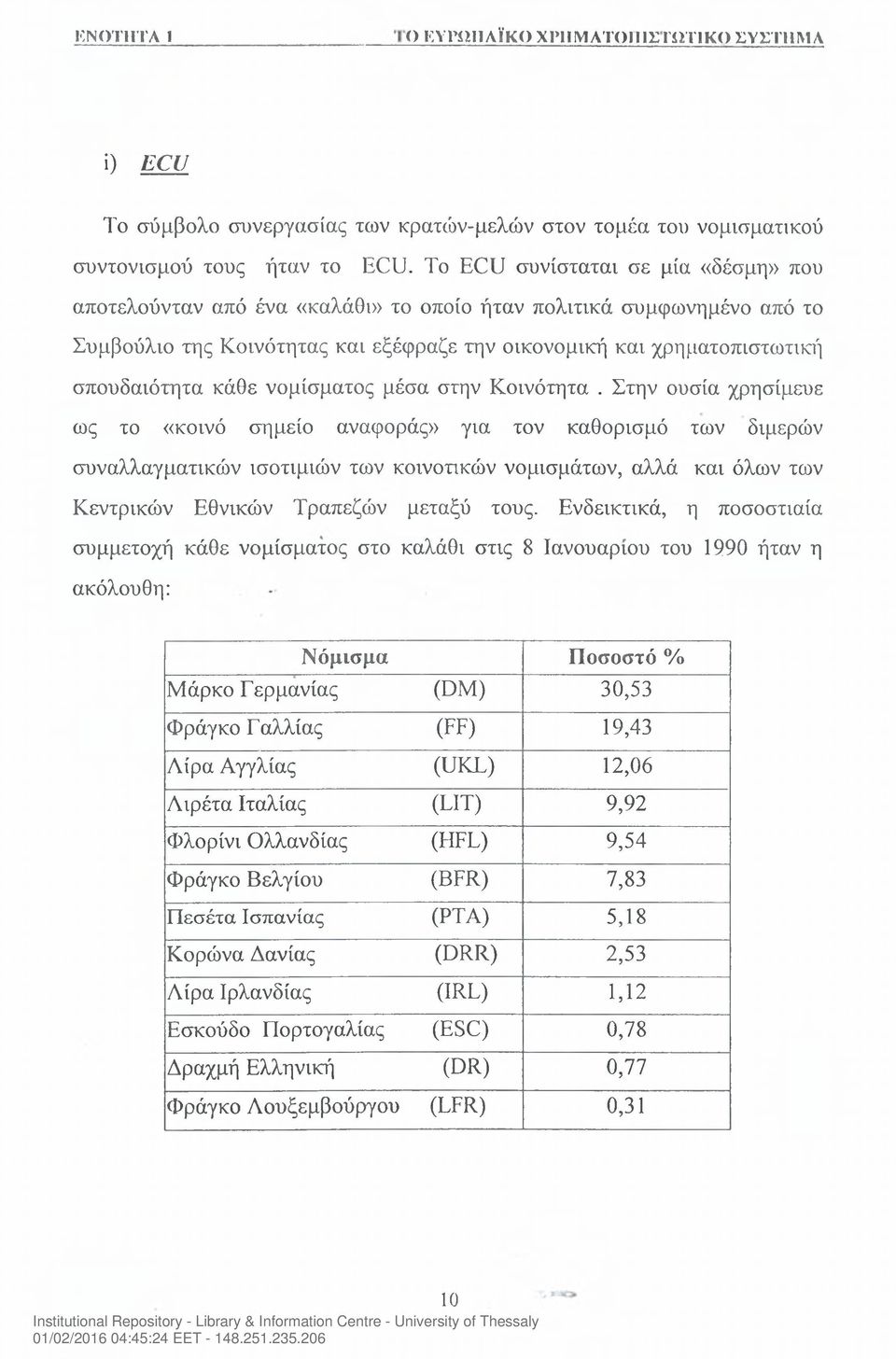 κάθε νομίσματος μέσα στην Κοινότητα.