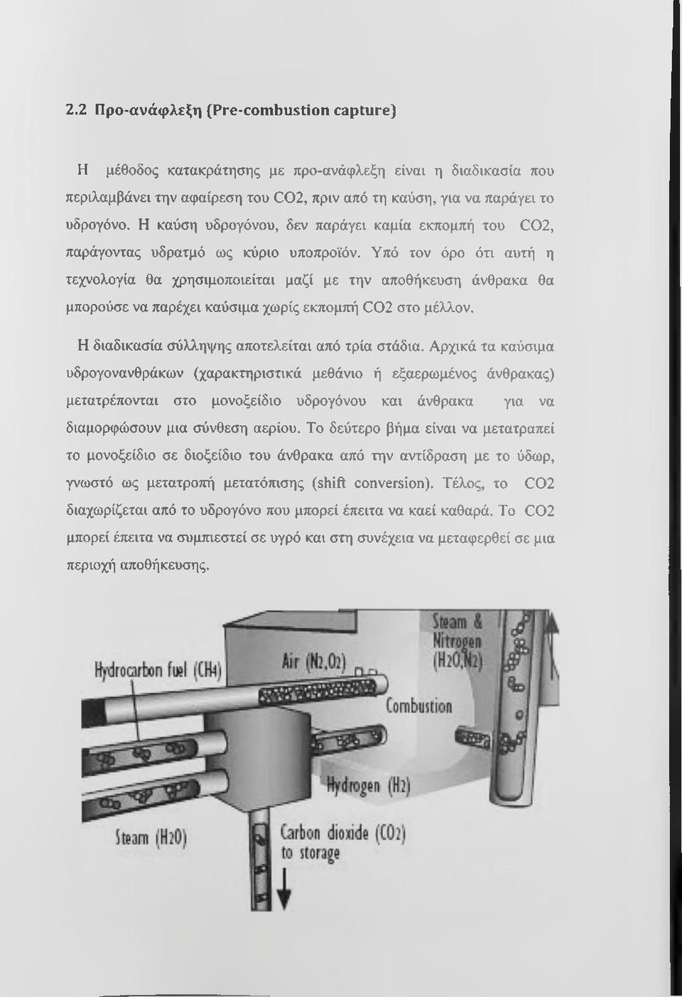 Υπό τον όρο ότι αυτή η τεχνολογία θα χρησιμοποιείται μαζί με την αποθήκευση άνθρακα θα μπορούσε να παρέχει καύσιμα χωρίς εκπομπή C02 στο μέλλον. Η διαδικασία σύλληψης αποτελείται από τρία στάδια.