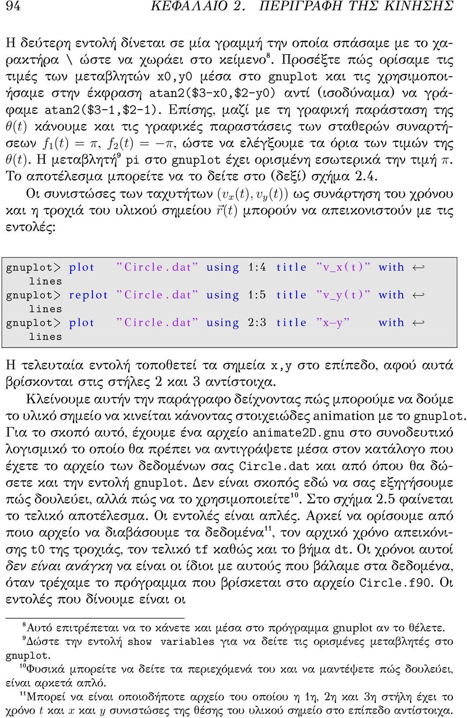 Επίσης, μαζί με τη γραφική παράσταση της θ(t) κάνουμε και τις γραφικές παραστάσεις των σταθερών συναρτήσεων f 1 (t) = π, f 2 (t) = π, ώστε να ελέγξουμε τα όρια των τιμών της θ(t).