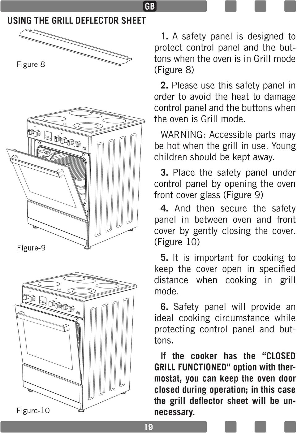 Young children should be kept away. 3. Place the safety panel under control panel by opening the oven front cover glass (Figure 9) 4.