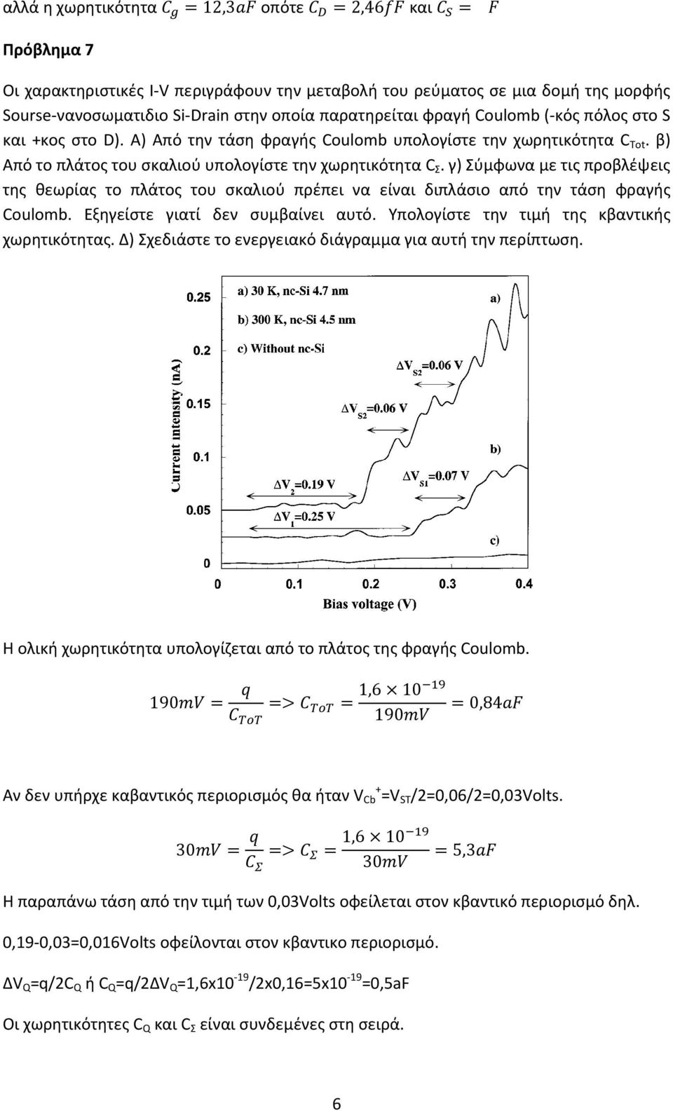 γ) Σύμφωνα με τις προβλέψεις της θεωρίας το πλάτος του σκαλιού πρέπει να είναι διπλάσιο από την τάση φραγής Coulomb. Εξηγείστε γιατί δεν συμβαίνει αυτό.