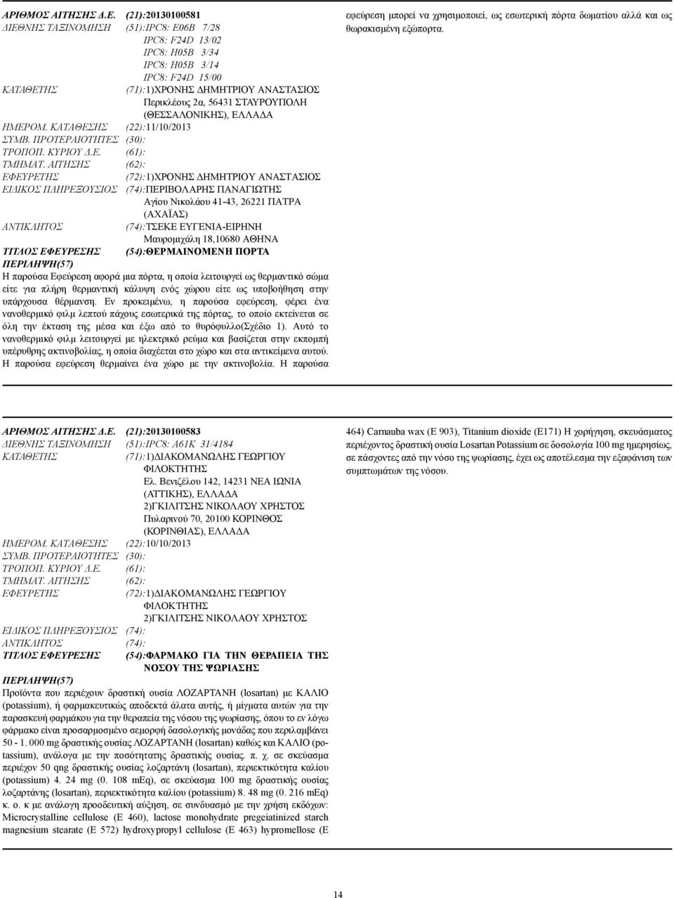 (ΘΕΣΣΑΛΟΝΙΚΗΣ), ΕΛΛΑ Α ΗΜΕΡΟΜ. ΚΑΤΑΘΕΣΗΣ (22):11/10/2013 ΣΥΜΒ. ΠΡΟΤΕΡΑΙΟΤΗΤΕΣ (30): ΤΡΟΠΟΠ. ΚΥΡΙΟΥ.Ε. (61): ΤΜΗΜΑΤ.