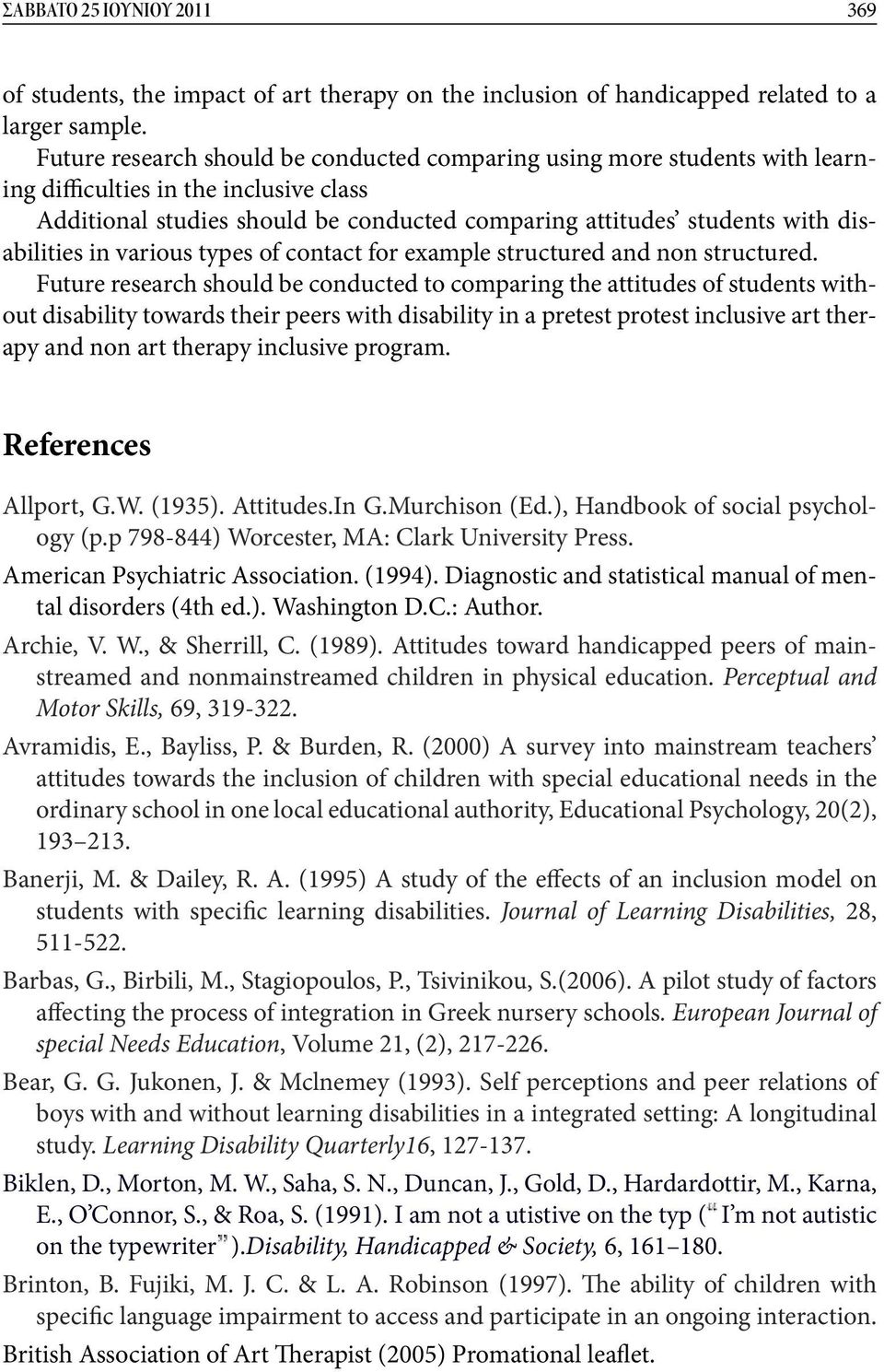 disabilities in various types of contact for example structured and non structured.