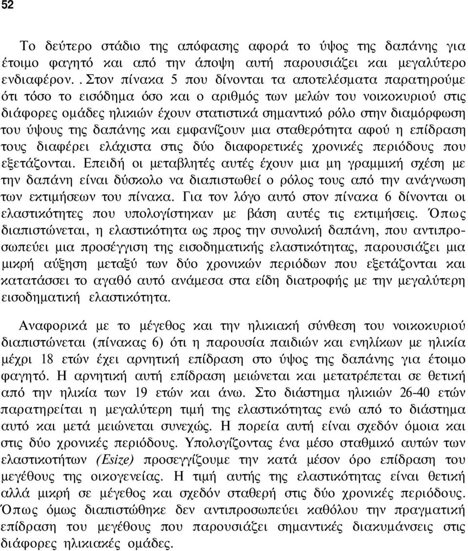 του ύψους της δαπάνης και εμφανίζουν μια σταθερότητα αφού η επίδραση τους διαφέρει ελάχιστα στις δύο διαφορετικές χρονικές περιόδους που εξετάζονται.