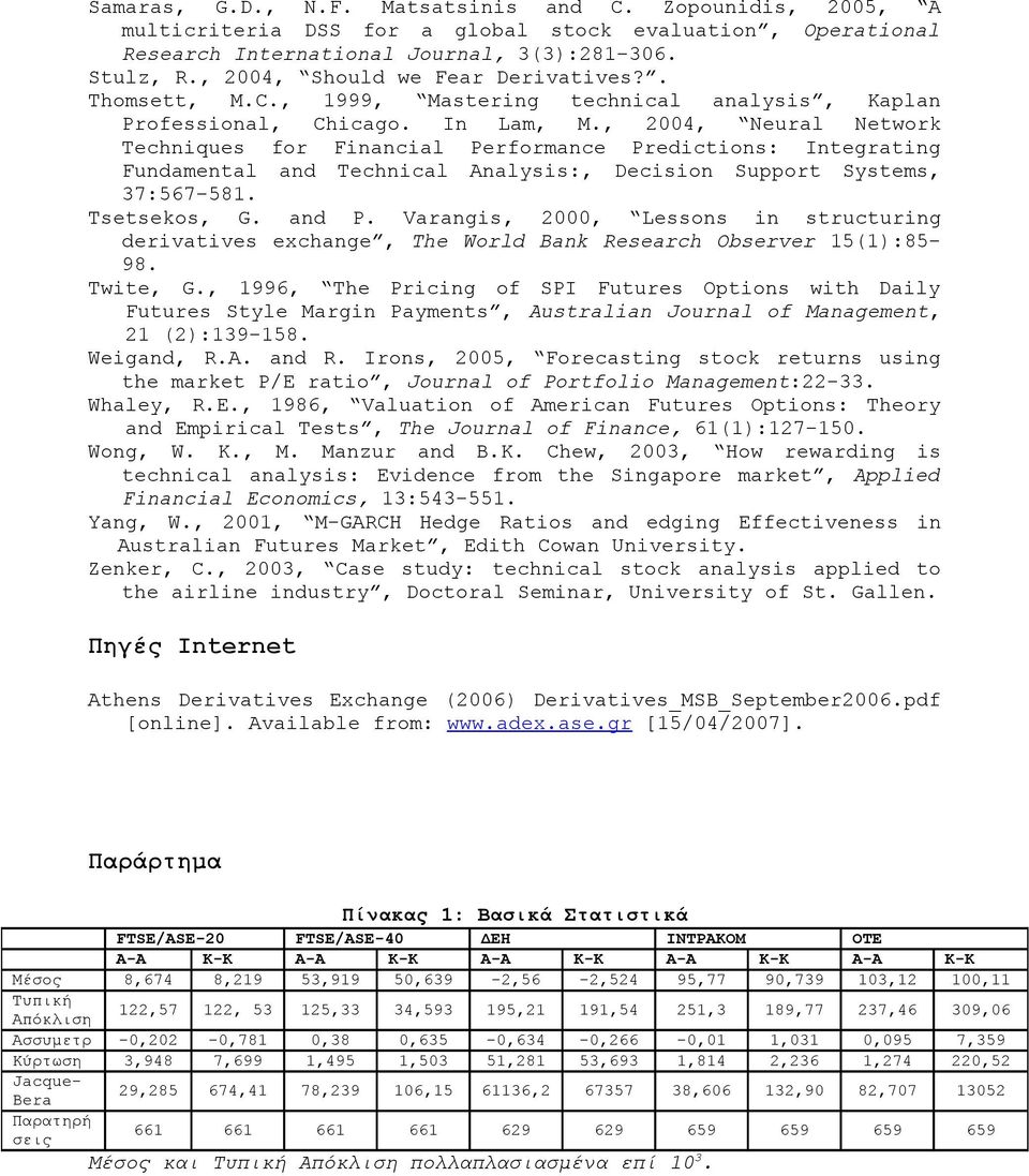 , 2004, Neural Network Techniques for Financial Performance Predictions: Integrating Fundamental and Technical Analysis:, Decision Support Systems, 37:567-581. Tsetsekos, G. and P.