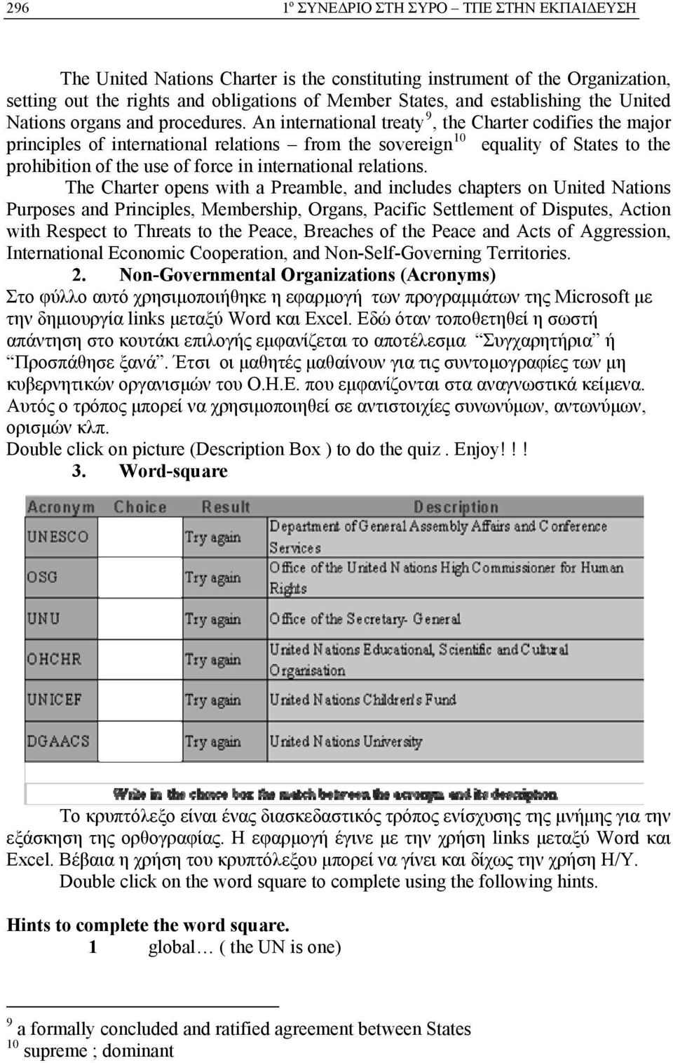 An international treaty 9, the Charter codifies the major principles of international relations from the sovereign 10 equality of States to the prohibition of the use of force in international