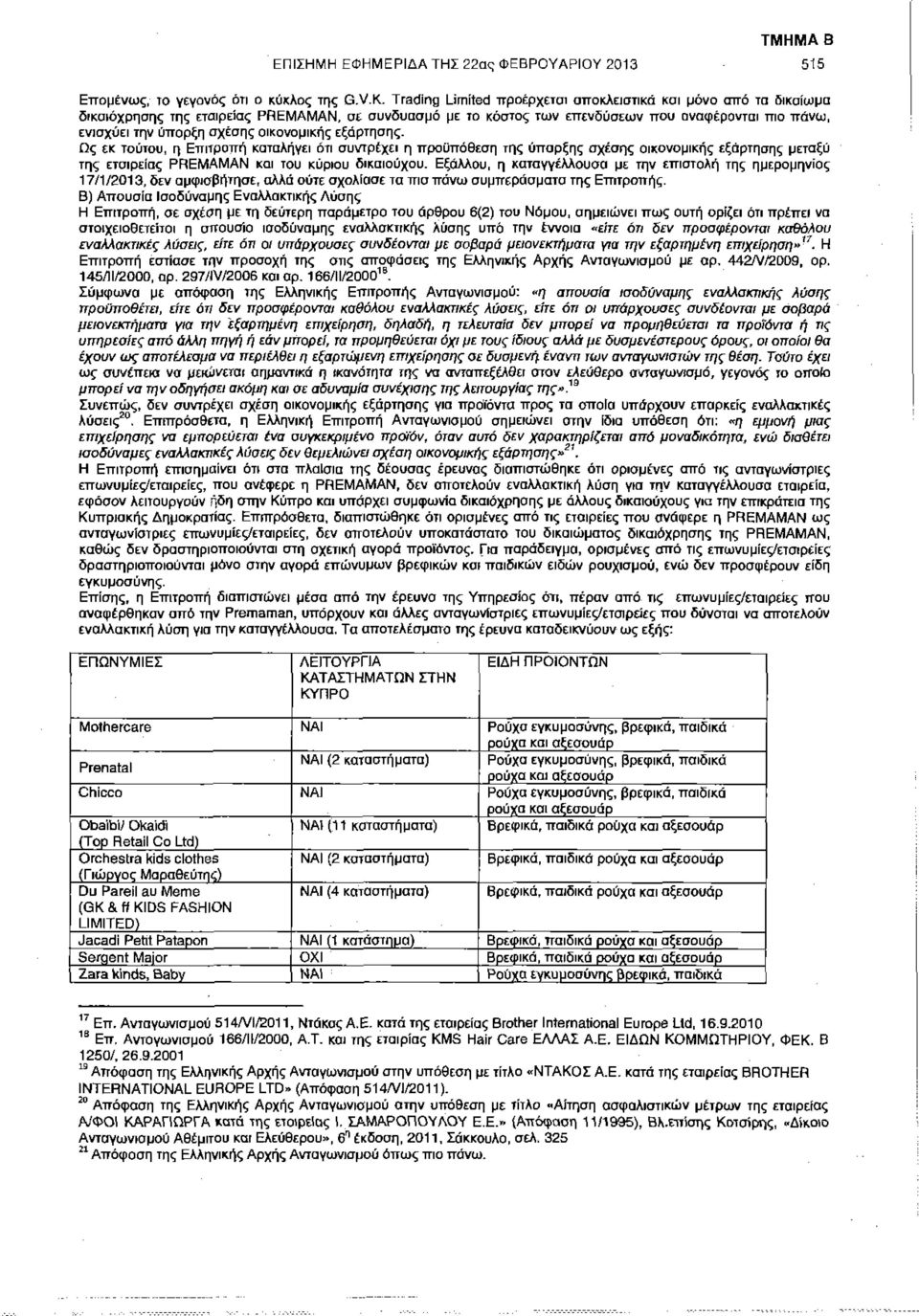 οικονομικής εξάρτησης. Ως εκ τούτου, η Επιτροπή καταλήγει ότι συντρέχει η προϋπόθεση της ύπαρξης σχέσης οικονομικής εξάρτησης μεταξύ της εταιρείας PREMAMAN και του κύριου δικαιούχου.