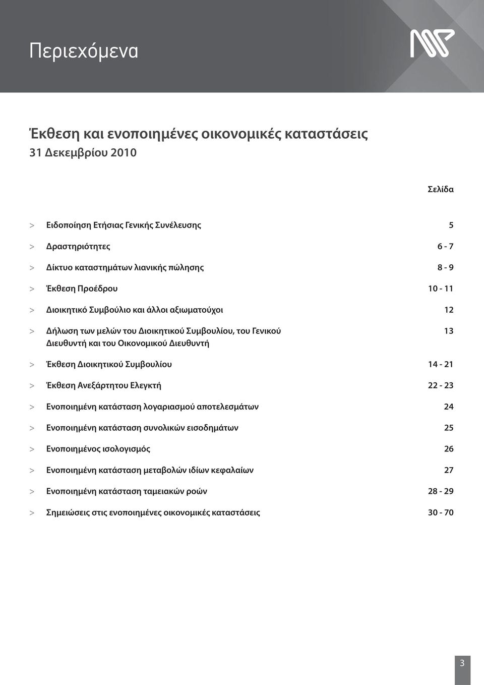 Διευθυντή > Έκθεση Διοικητικού Συμβουλίου 14-21 > Έκθεση Ανεξάρτητου Ελεγκτή 22-23 > Ενοποιημένη κατάσταση λογαριασμού αποτελεσμάτων 24 > Ενοποιημένη κατάσταση συνολικών εισοδημάτων