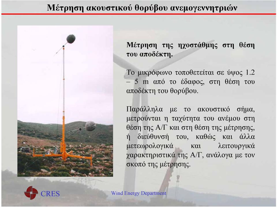 Παράλληλα με το ακουστικό σήμα, μετρούνται η ταχύτητα του ανέμου στη θέση της Α/Γ και στη θέση της