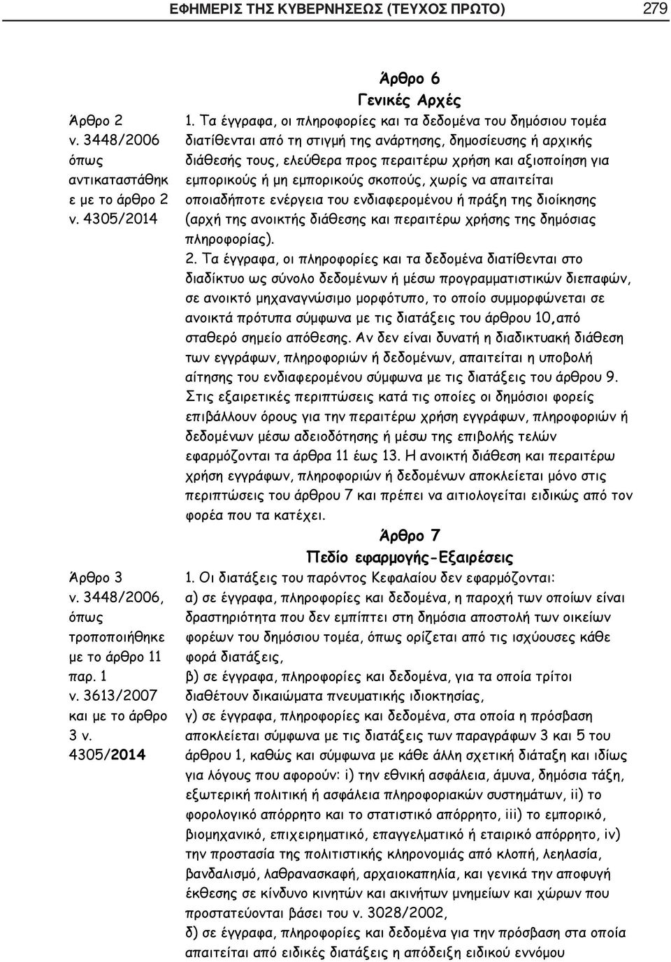 Τα έγγραφα, οι πληροφορίες και τα δεδομένα του δημόσιου τομέα διατίθενται από τη στιγμή της ανάρτησης, δημοσίευσης ή αρχικής διάθεσής τους, ελεύθερα προς περαιτέρω χρήση και αξιοποίηση για εμπορικούς