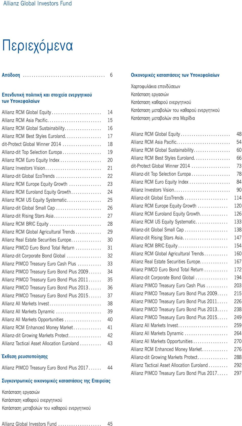 ................ 17 dit-protect Global Winner 2014.................. 18 Allianz-dit Top Selection Europa.................. 19 Allianz RCM Euro Equity Index................... 20 Allianz Investors Vision.