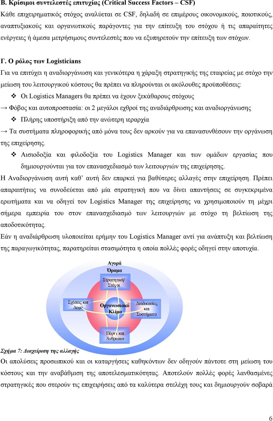 Ο ρόλος των Logisticians Για να επιτύχει η αναδιοργάνωση και γενικότερα η χάραξη στρατηγικής της εταιρείας µε στόχο την µείωση του λειτουργικού κόστους θα πρέπει να πληρούνται οι ακόλουθες