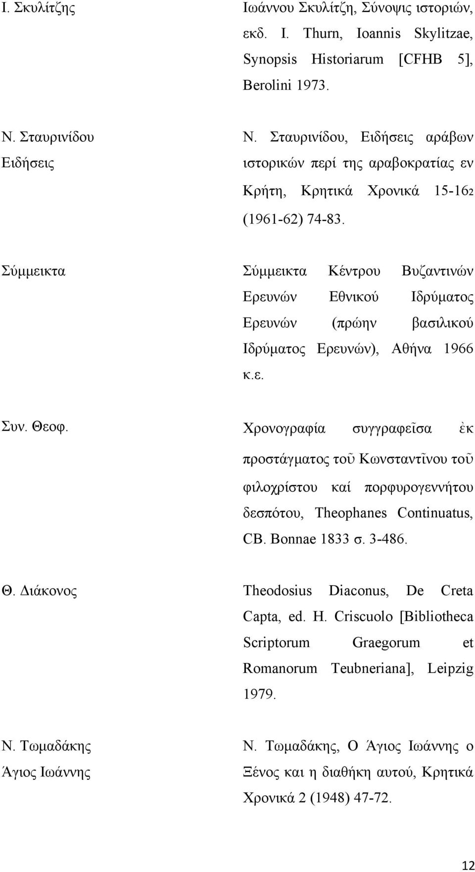 Σύμμεικτα Σύμμεικτα Κέντρου Βυζαντινών Ερευνών Εθνικού Ιδρύματος Ερευνών (πρώην βασιλικού Ιδρύματος Ερευνών), Αθήνα 1966 κ.ε. Συν. Θεοφ.