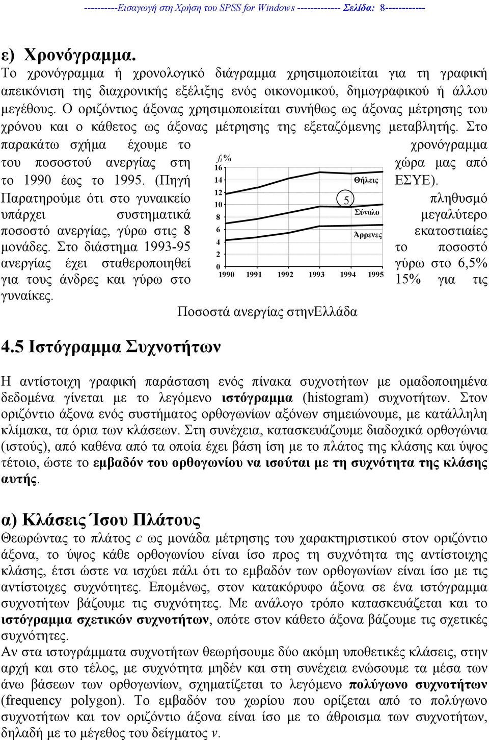 Ο οριζόντιος άξονας χρησιµοποιείται συνήθως ως άξονας µέτρησης του χρόνου και ο κάθετος ως άξονας µέτρησης της εξεταζόµενης µεταβλητής.