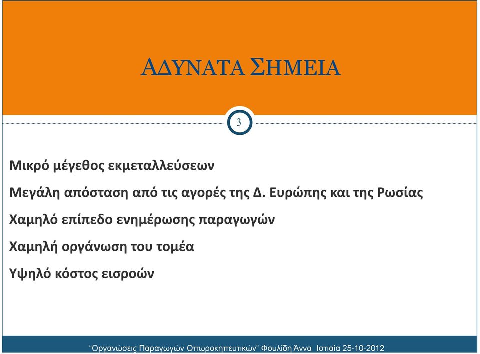 Ευρώπης και της Ρωσίας Χαμηλό επίπεδο ενημέρωσης παραγωγών