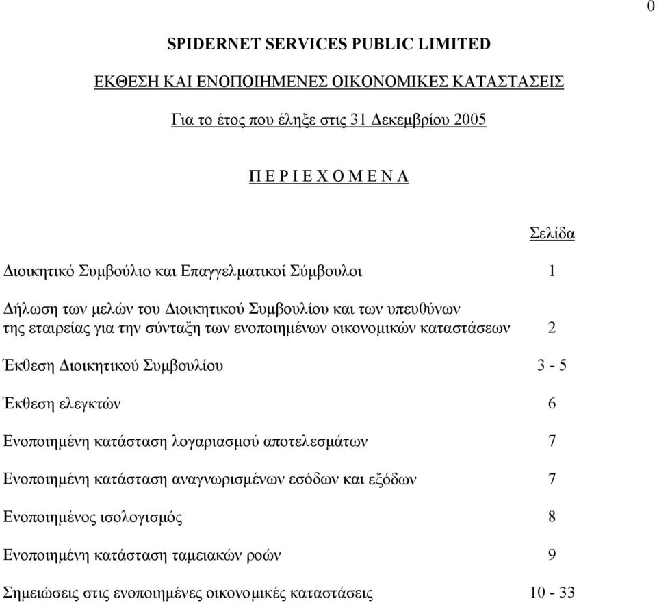 ιοικητικού Συµβουλίου 3-5 Έκθεση ελεγκτών 6 Ενοποιηµένη κατάσταση λογαριασµού αποτελεσµάτων 7 Ενοποιηµένη κατάσταση αναγνωρισµένων