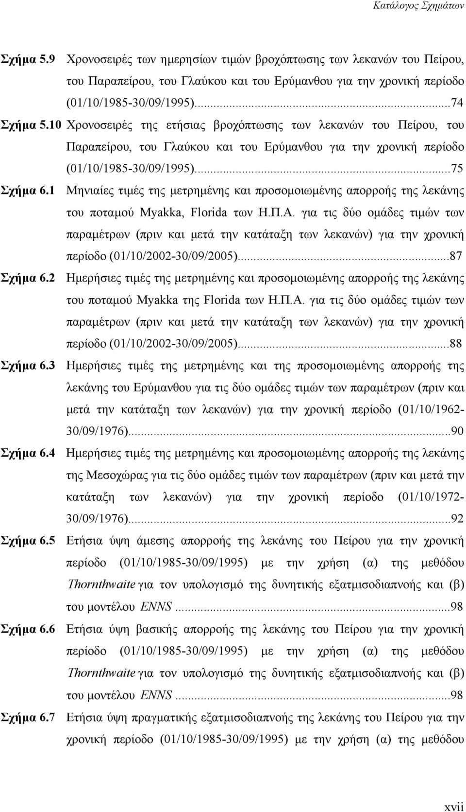 1 Μηνιαίες τιµές της µετρηµένης και προσοµοιωµένης απορροής της λεκάνης του ποταµού Myakka, Florida των Η.Π.Α.