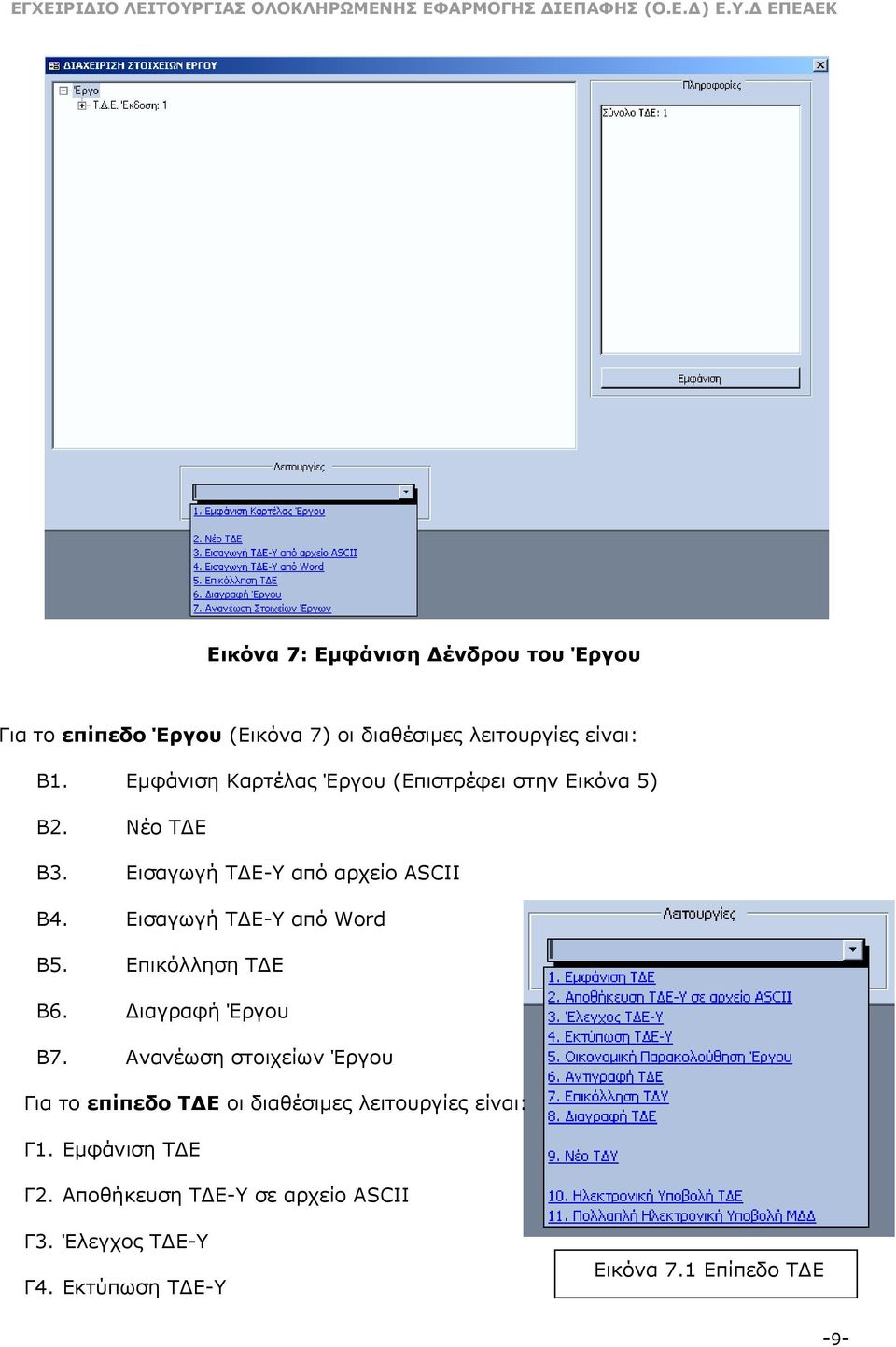 Εισαγωγή Τ Ε-Υ από Word Β5. Επικόλληση Τ Ε Β6. ιαγραφή Έργου Β7.