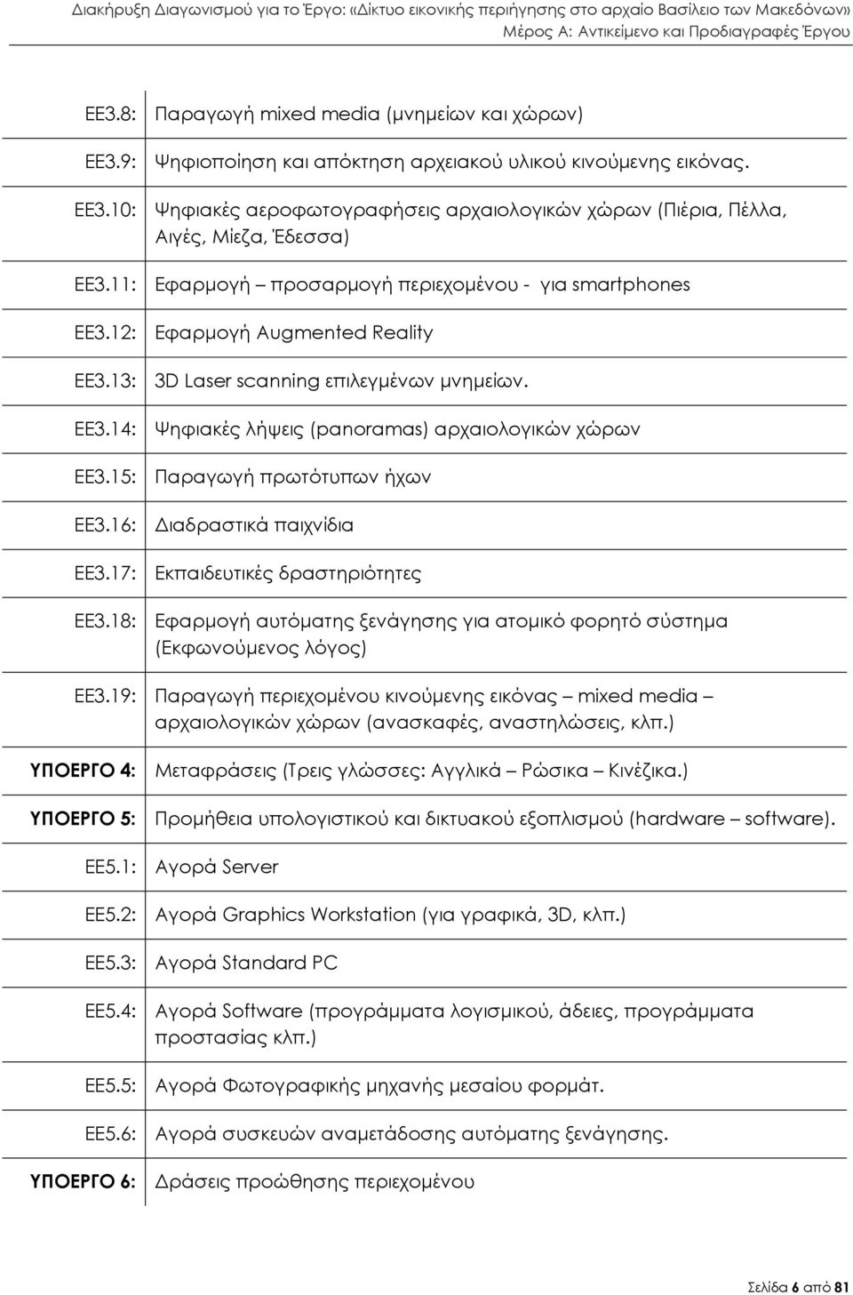 15: Παραγωγή πρωτότυπων ήχων ΕΕ3.16: ιαδραστικά παιχνίδια ΕΕ3.17: Εκπαιδευτικές δραστηριότητες ΕΕ3.18: Εφαρµογή αυτόµατης ξενάγησης για ατοµικό φορητό σύστηµα (Εκφωνούµενος λόγος) ΕΕ3.