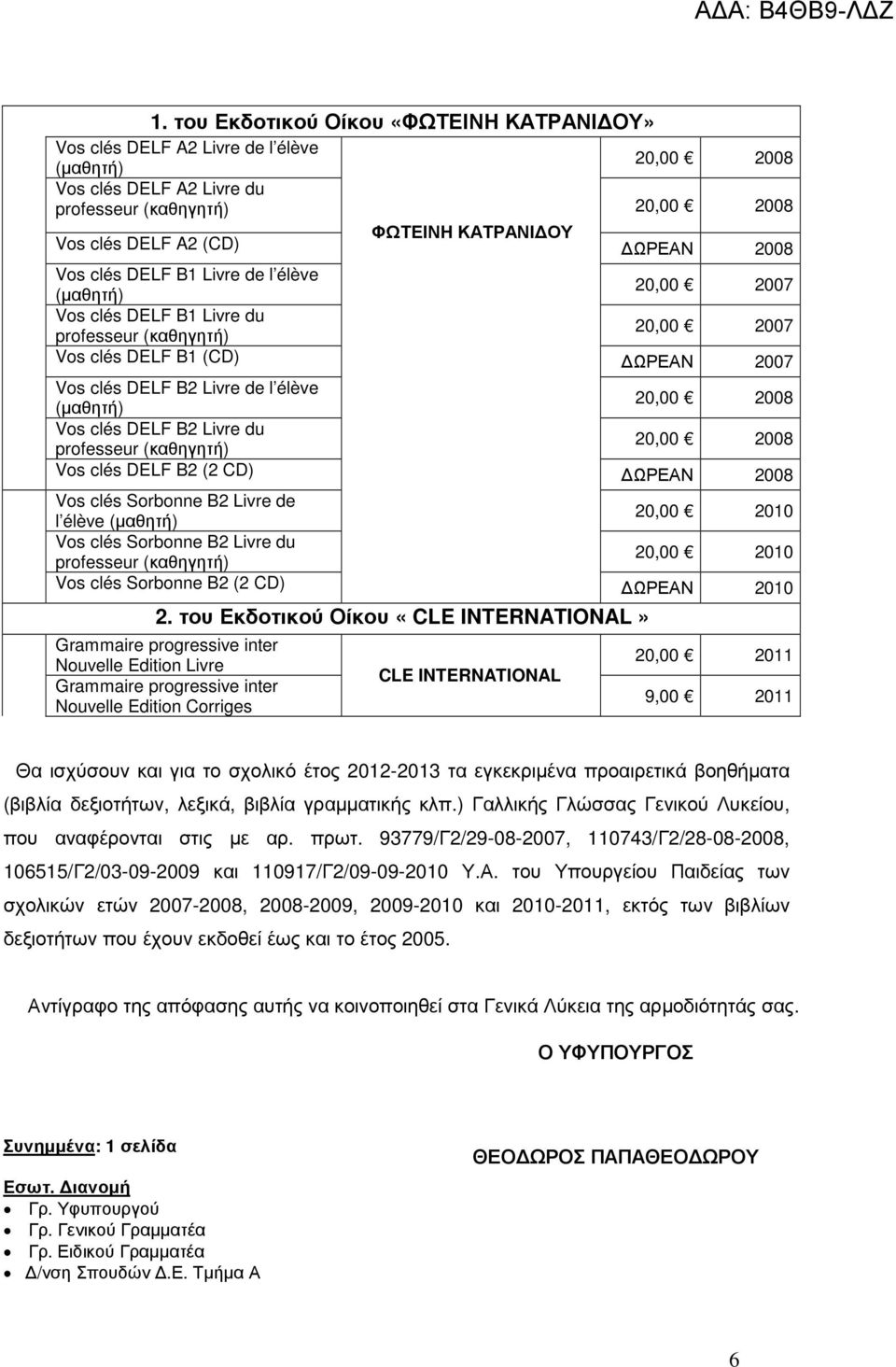 20,00 2008 Vos clés DELF B2 Livre du professeur (καθηγητή) 20,00 2008 Vos clés DELF B2 (2 CD) ΩΡΕΑΝ 2008 Vos clés Sorbonne B2 Livre de l élève (µαθητή) Vos clés Sorbonne B2 Livre du professeur