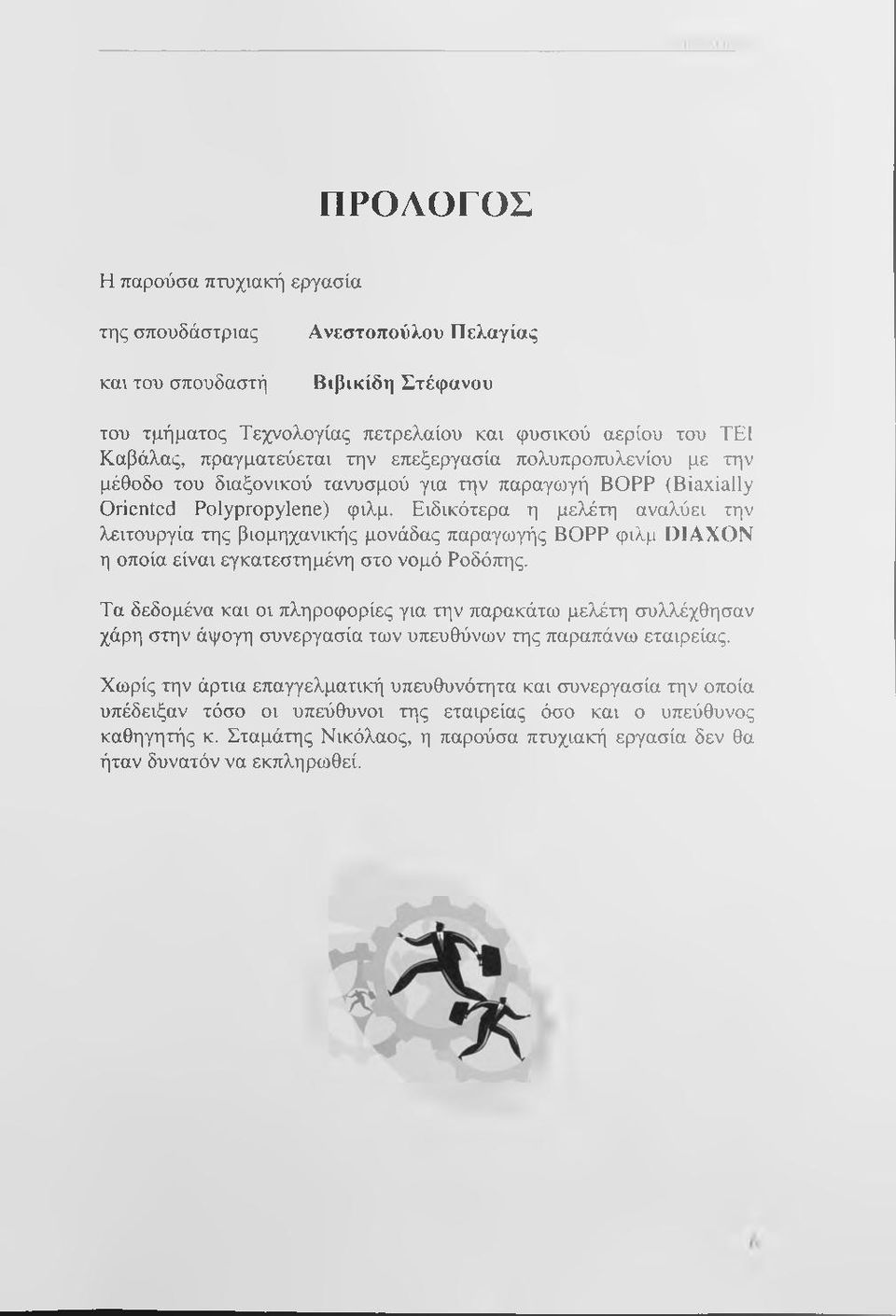 Ειδικότερα η μελέτη αναλύει την λειτουργία της βιομηχανικής μονάδας παραγωγής ΒΟΡΡ φιλμ DIAXON η οποία είναι εγκατεστημένη στο νομό Ροδόπης.