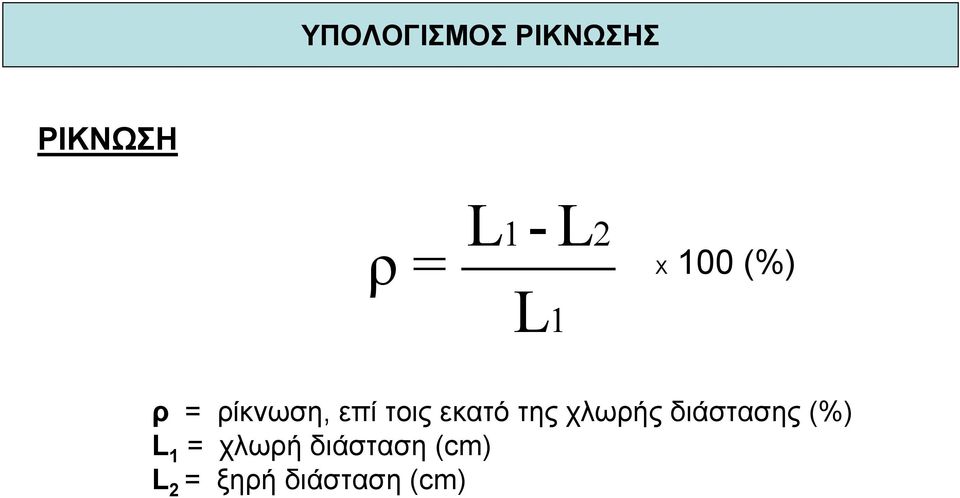 εκατό της χλωρής διάστασης (%) L 1 =