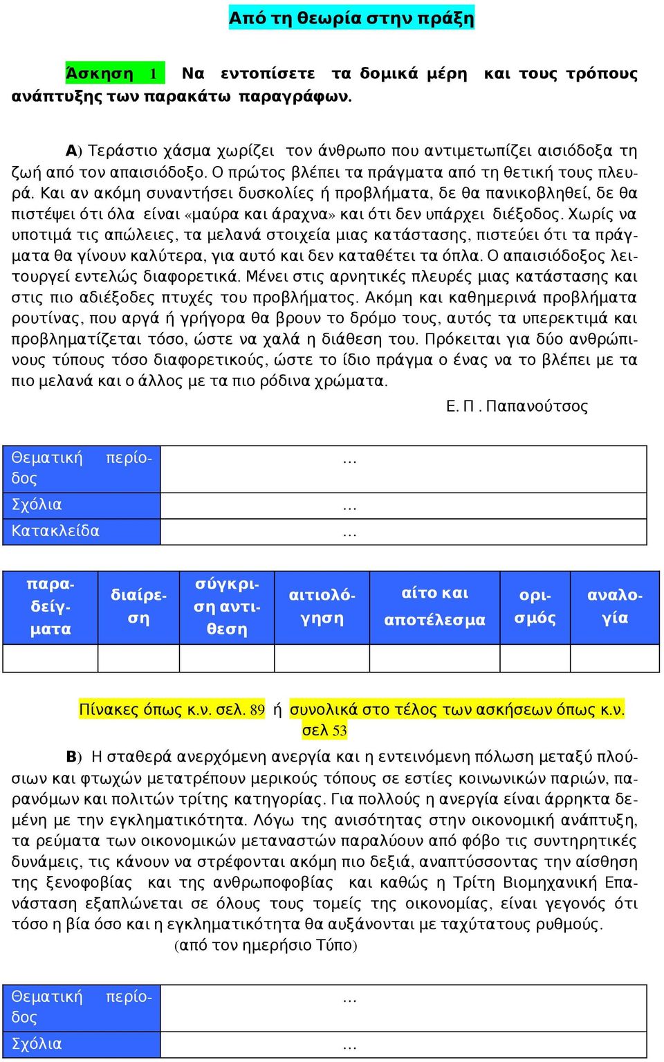 Και αν ακόμη συναντήσει δυσκολίες ή προβλήματα, δε θα πανικοβληθεί, δε θα πιστέψει ότι όλα είναι «μαύρα και άραχνα» και ότι δεν υπάρχει διέξοδος.