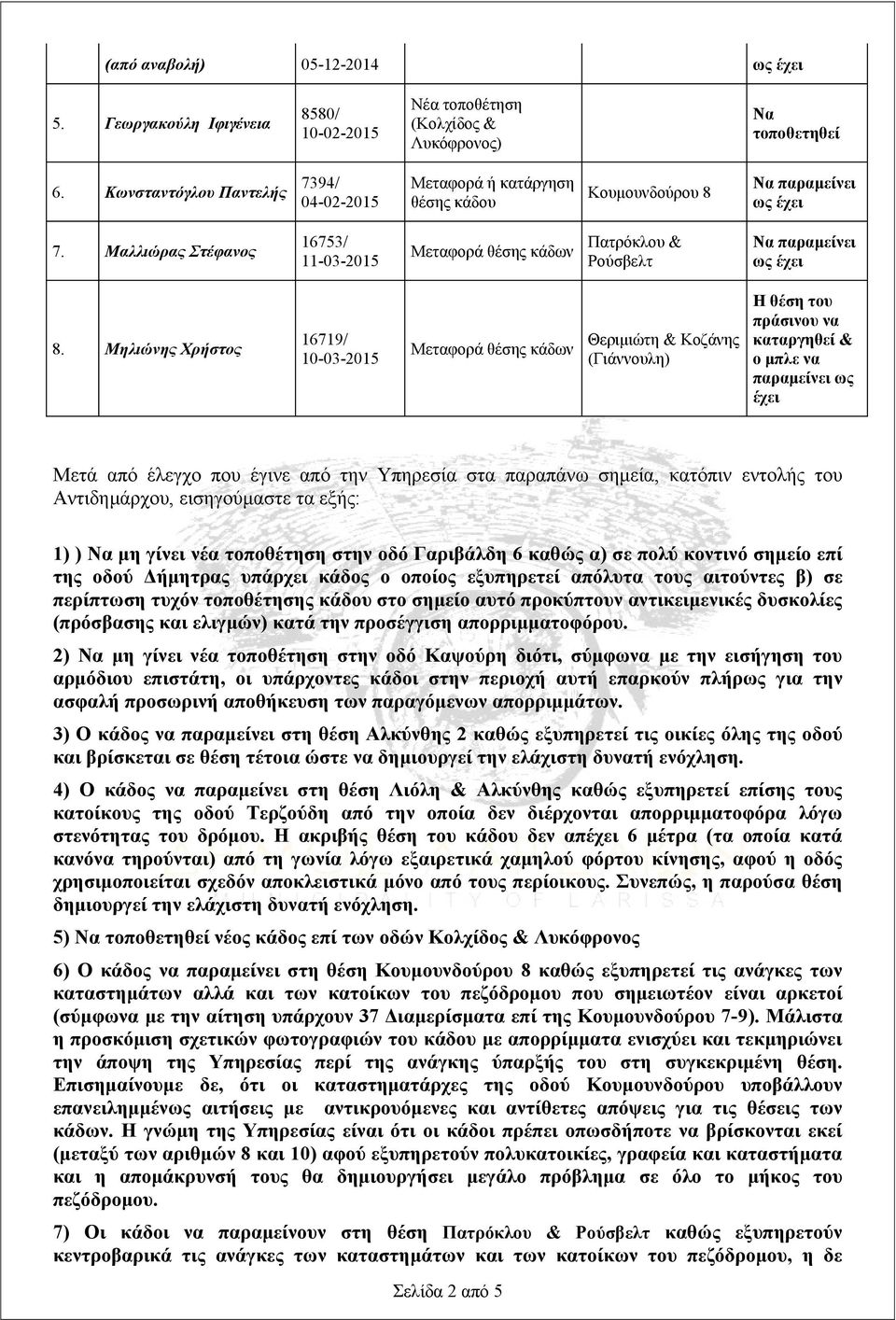 Μηλιώνης Χρήστος 16719/ 10-03-2015 Θεριμιώτη & Κοζάνης (Γιάννουλη) Η θέση του πράσινου να καταργηθεί & ο μπλε να παραμείνει ως έχει Μετά από έλεγχο που έγινε από την Υπηρεσία στα παραπάνω σημεία,