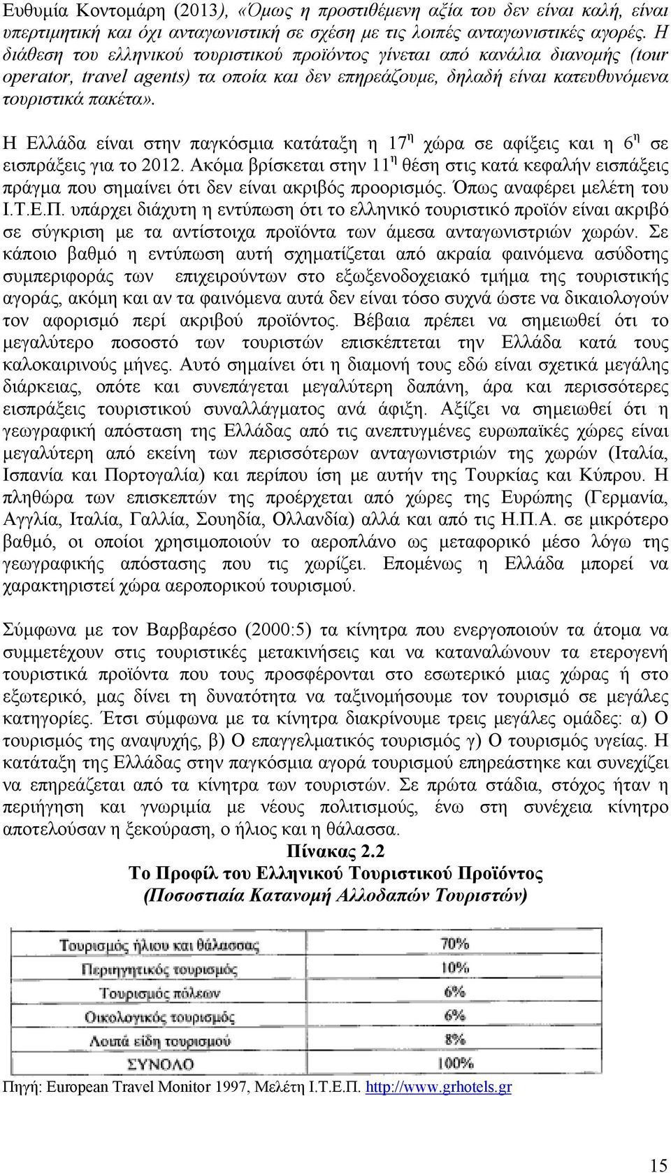 Η Ελλάδα είναι στην παγκόσμια κατάταξη η 17 η χώρα σε αφίξεις και η 6 η σε εισπράξεις για το 2012.