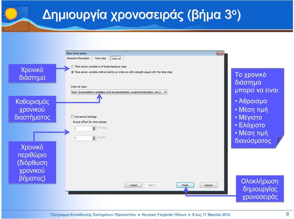 Άθροισµα Μέση τιµή Μέγιστο Ελάχιστο Μέση τιµή διανύσµατος Ολοκλήρωση δηµιουργίας