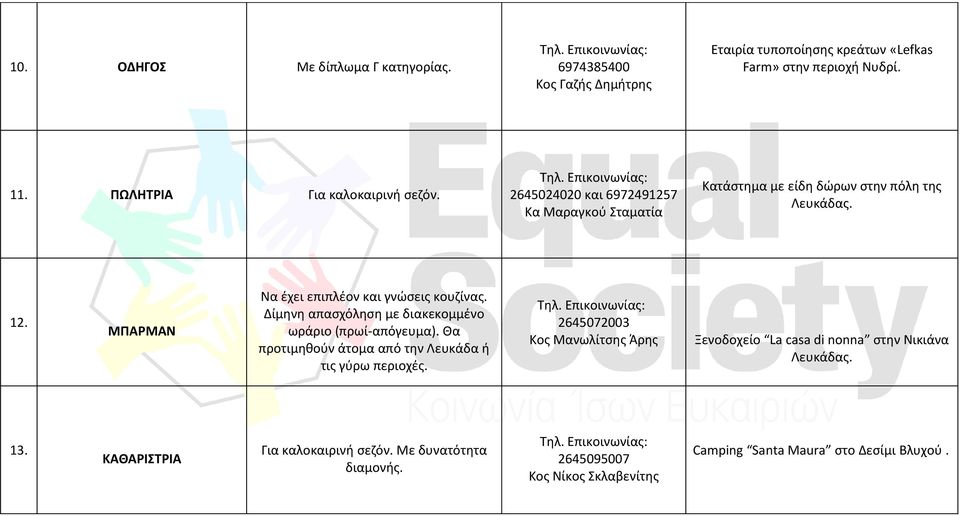 ΜΠΑΡΜΑΝ Να έχει επιπλέον και γνώσεις κουζίνας. Δίμηνη απασχόληση με διακεκομμένο ωράριο (πρωί-απόγευμα).