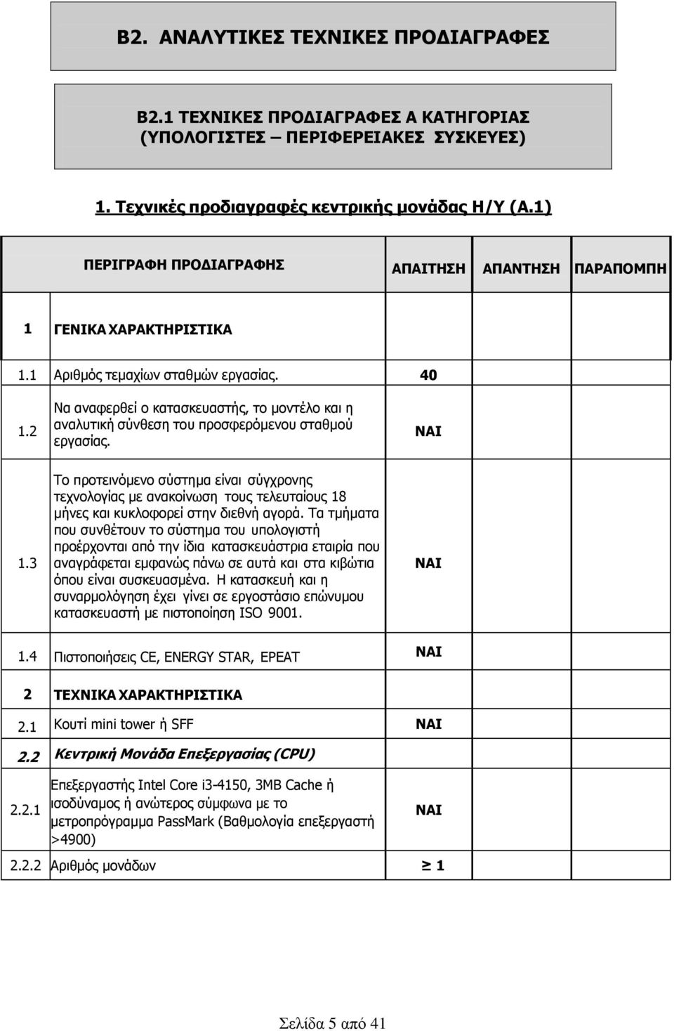 2 Λα αλαθεξζεί ν θαηαζθεπαζηήο, ην κνληέιν θαη ε αλαιπηηθή ζχλζεζε ηνπ πξνζθεξφκελνπ ζηαζκνχ εξγαζίαο. 1.