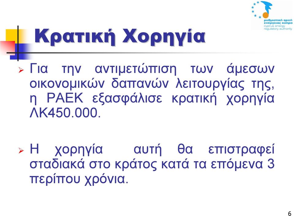 εξασφάλισε κρατική χορηγία ΛΚ450.000.