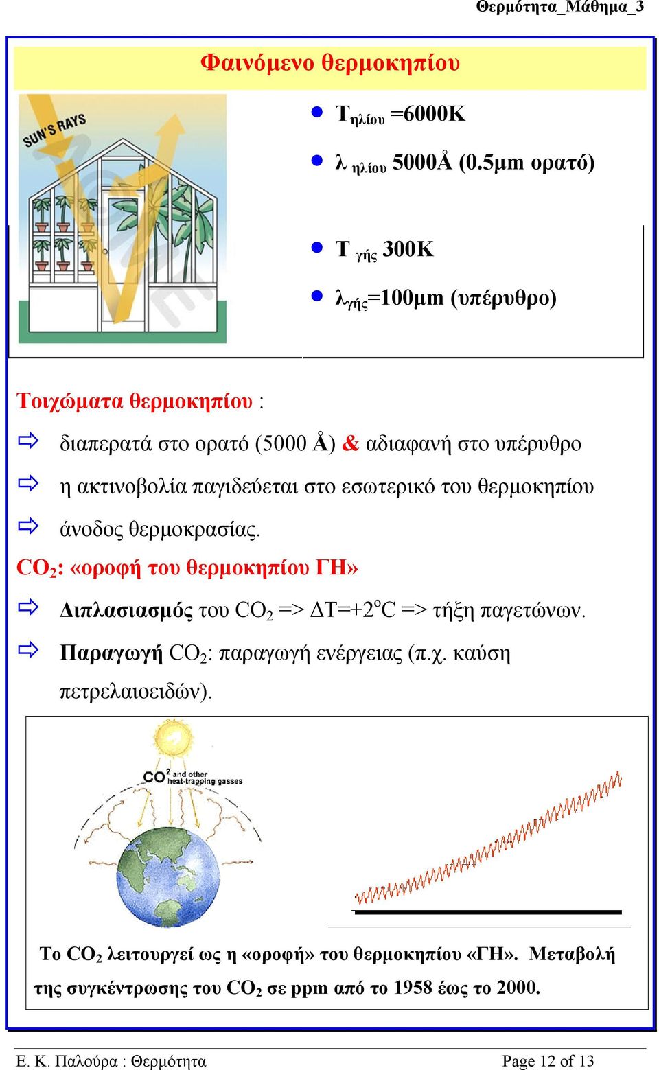 παγιδεύεται στο εσωτερικό του θερµοκηπίου άνοδος θερµοκρασίας.