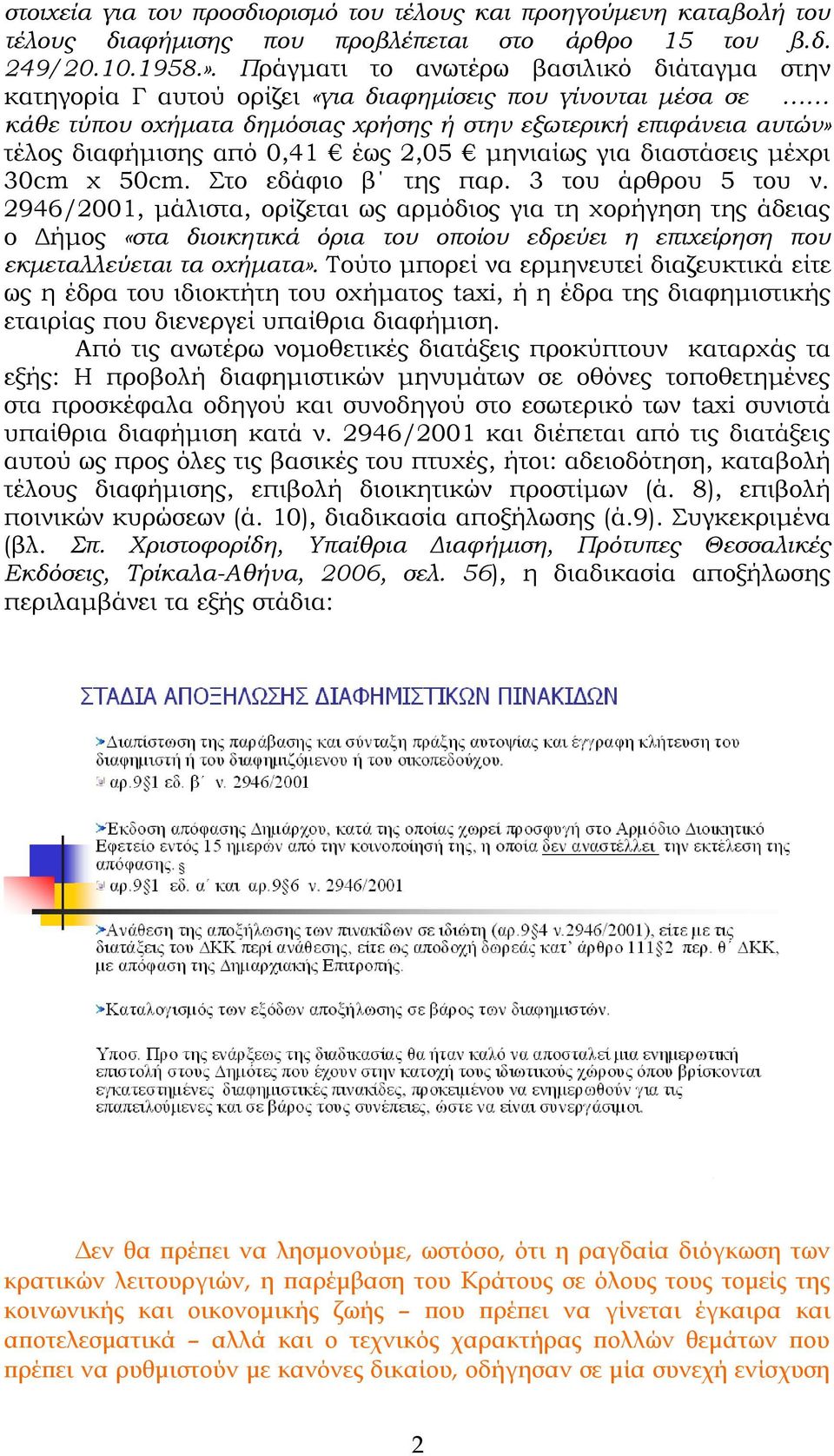 0,41 έως 2,05 μηνιαίως για διαστάσεις μέχρι 30cm χ 50cm. το εδάφιο β της παρ. 3 του άρθρου 5 του ν.