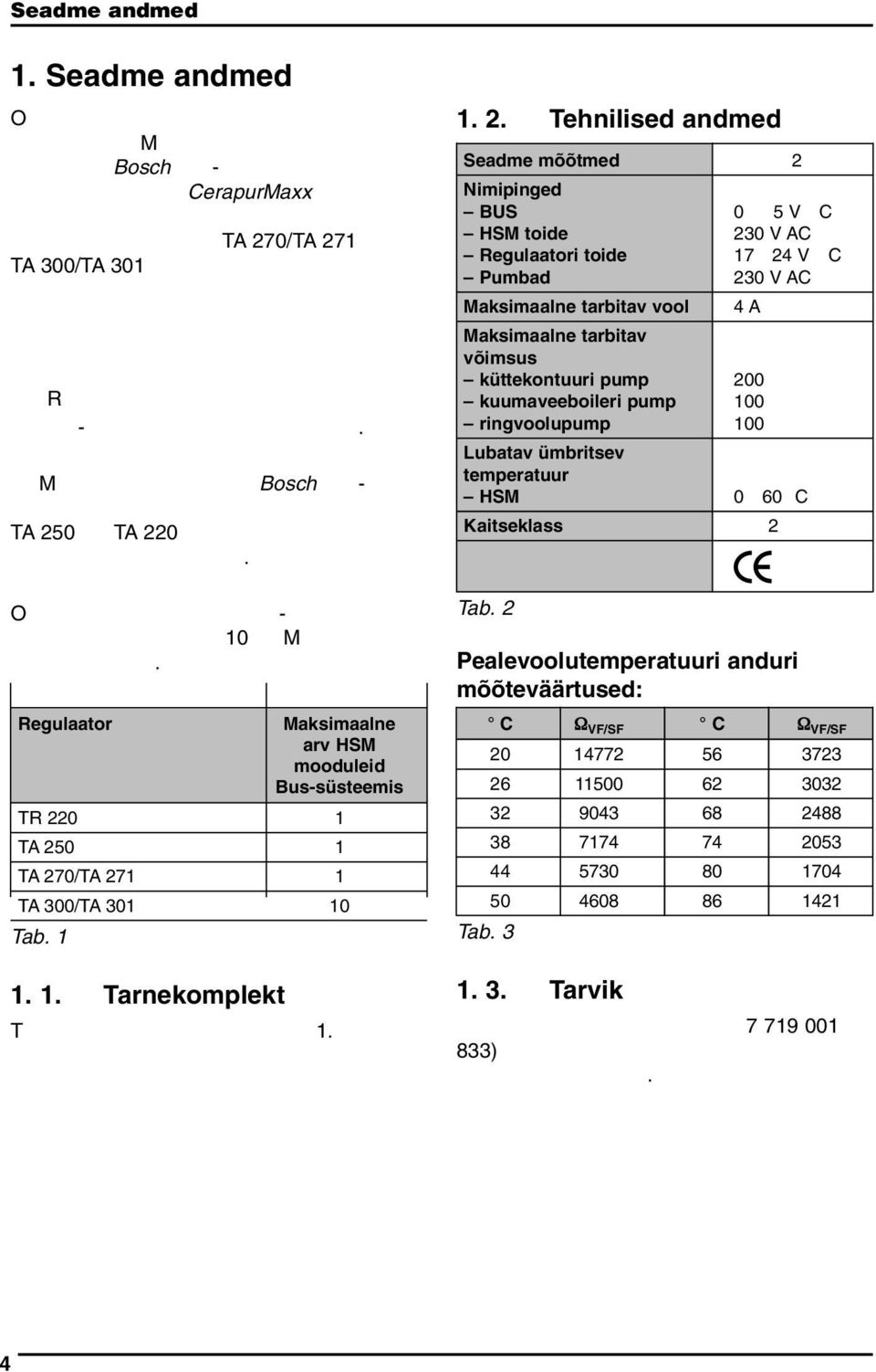 tüüritava regulaatoriga TA 270/TA 271 või TA 300/TA 301, alljärgnevate süsteemi ühendatud seadmete lülitamisi: Pump ilma segistiventiilita küttekontuuris Pump ja temperatuuriandur kuumaveeboileri