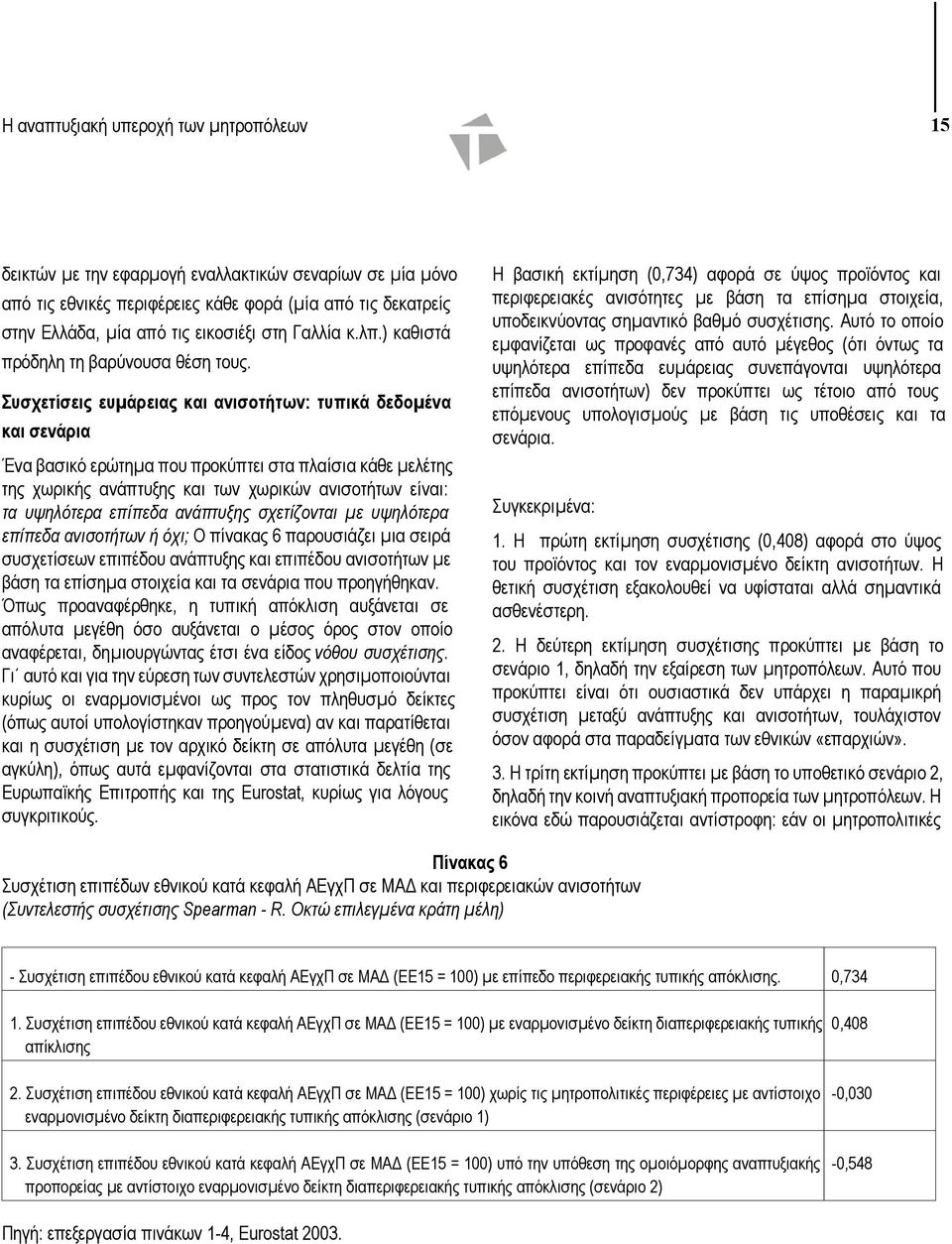 Συσχετίσεις ευµάρειας και ανισοτήτων: τυπικά δεδοµένα και σενάρια Ένα βασικό ερώτηµα που προκύπτει στα πλαίσια κάθε µελέτης της χωρικής ανάπτυξης και των χωρικών ανισοτήτων είναι: τα υψηλότερα