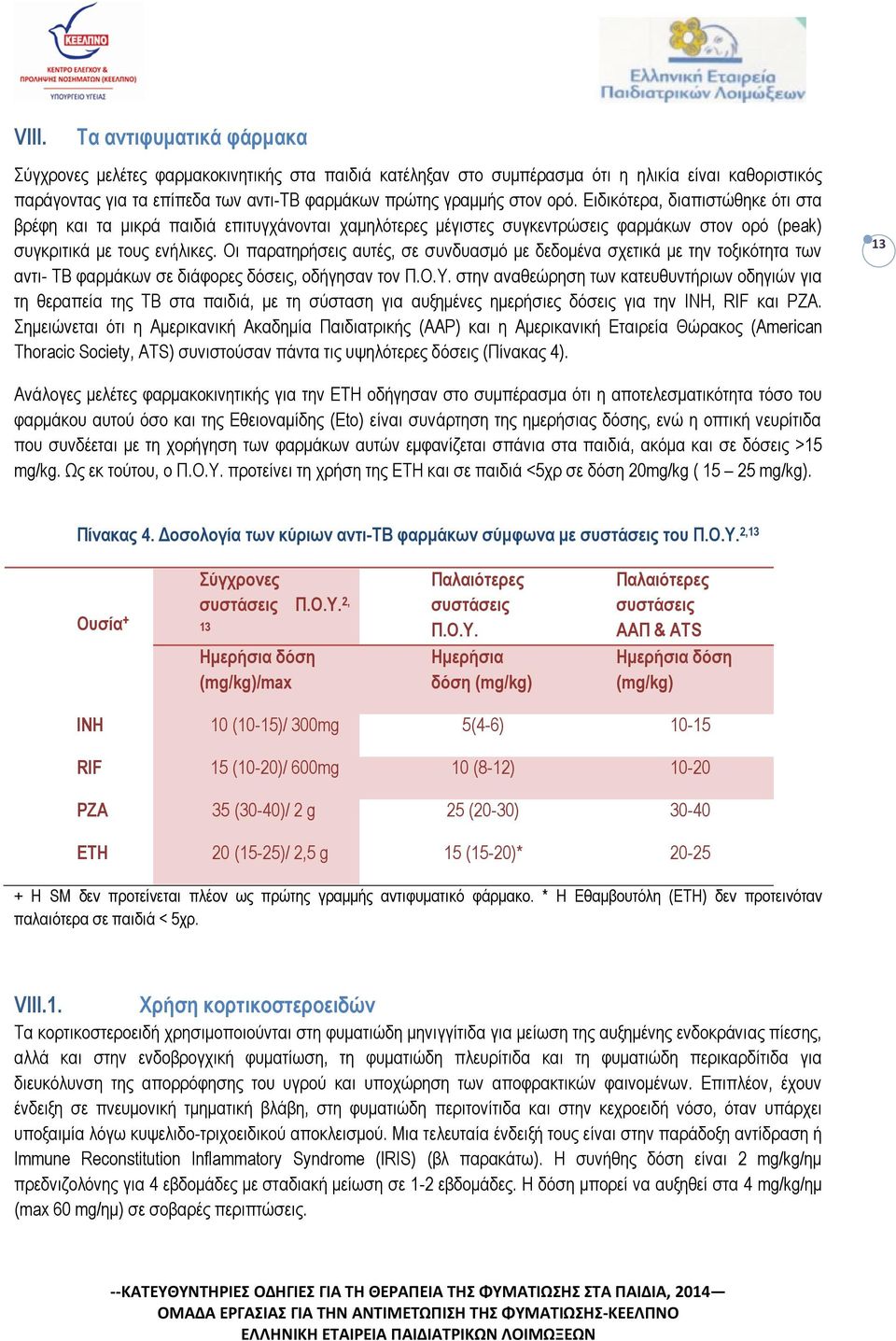 Οι παρατηρήσεις αυτές, σε συνδυασμό με δεδομένα σχετικά με την τοξικότητα των αντι- ΤΒ φαρμάκων σε διάφορες δόσεις, οδήγησαν τον Π.Ο.Υ.