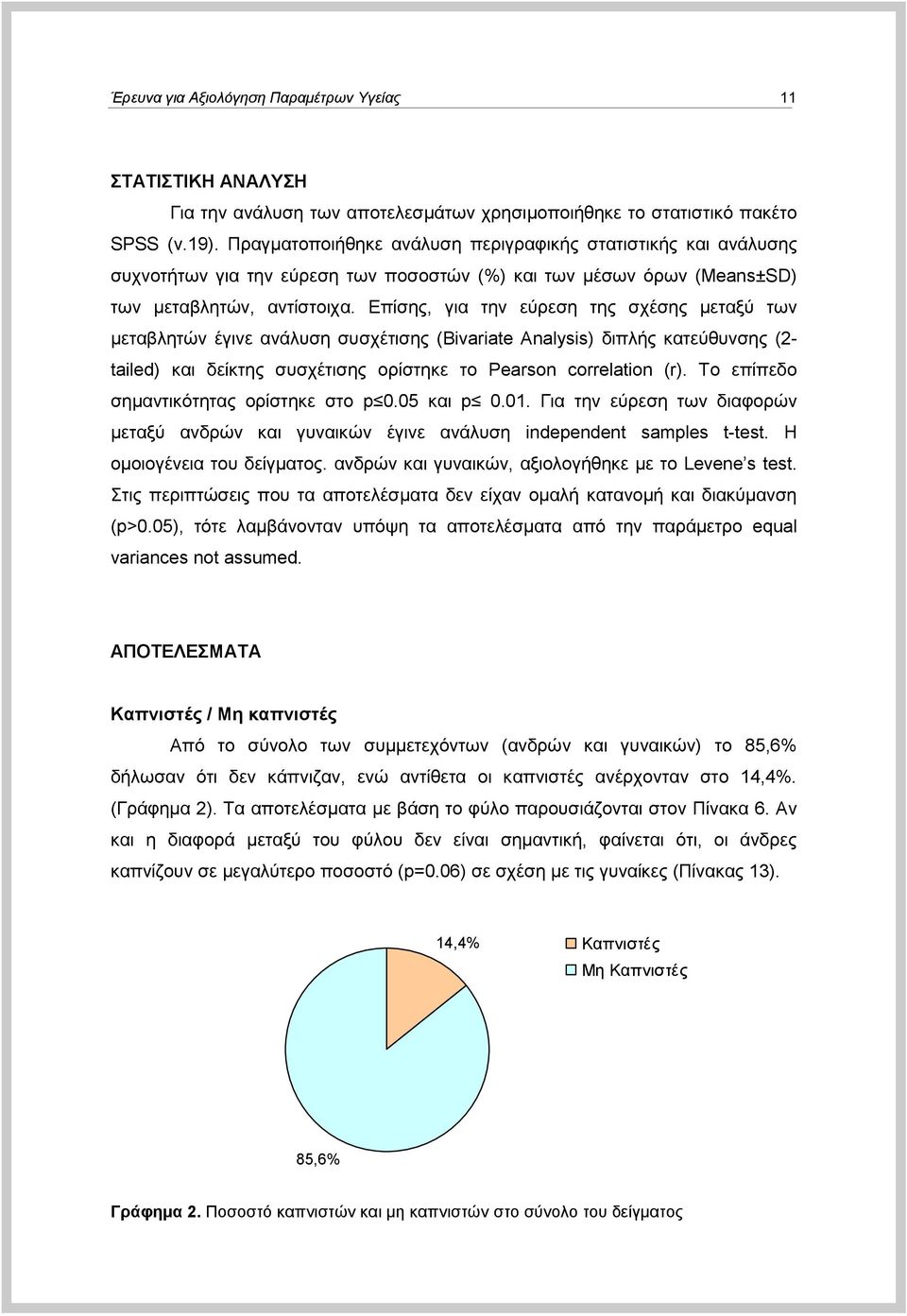 Δπίζεο, γηα ηελ εύξεζε ηεο ζρέζεο κεηαμύ ησλ κεηαβιεηώλ έγηλε αλάιπζε ζπζρέηηζεο (Bivariate Analysis) δηπιήο θαηεύζπλζεο (2- tailed) θαη δείθηεο ζπζρέηηζεο νξίζηεθε ην Pearson correlation (r).