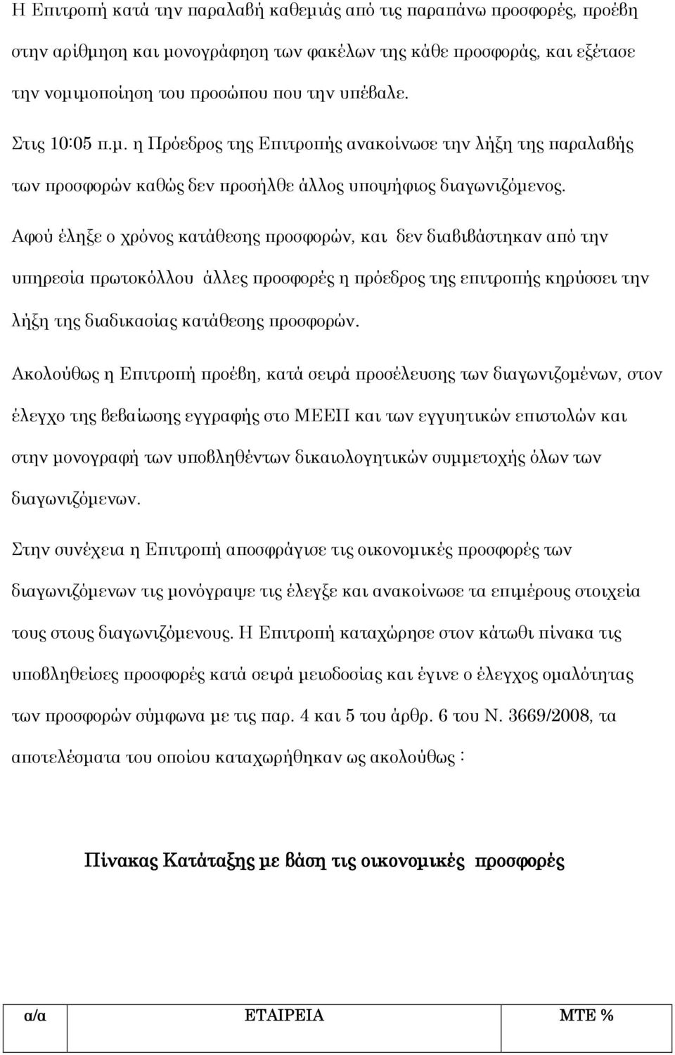 Αφού έληξε ο χρόνος κατάθεσης προσφορών, και δεν διαβιβάστηκαν από την υπηρεσία πρωτοκόλλου άλλες προσφορές η πρόεδρος της επιτροπής κηρύσσει την λήξη της διαδικασίας κατάθεσης προσφορών.