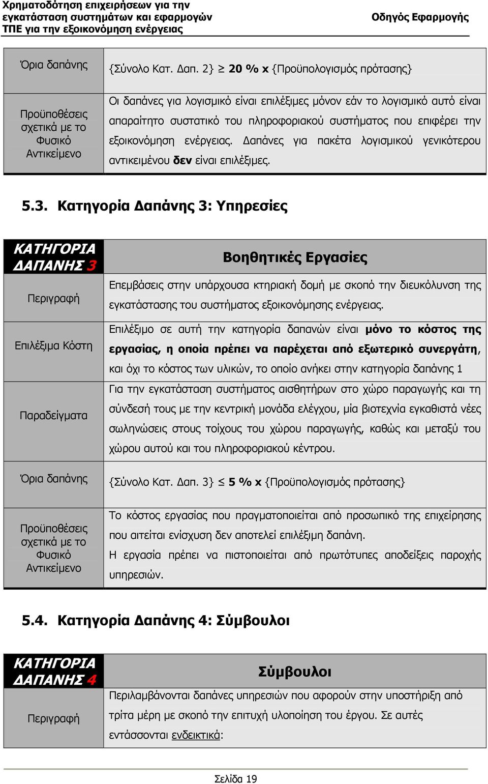 συστήµατος που επιφέρει την εξοικονόµηση ενέργειας. απάνες για πακέτα λογισµικού γενικότερου αντικειµένου δεν είναι επιλέξιµες. 5.3.